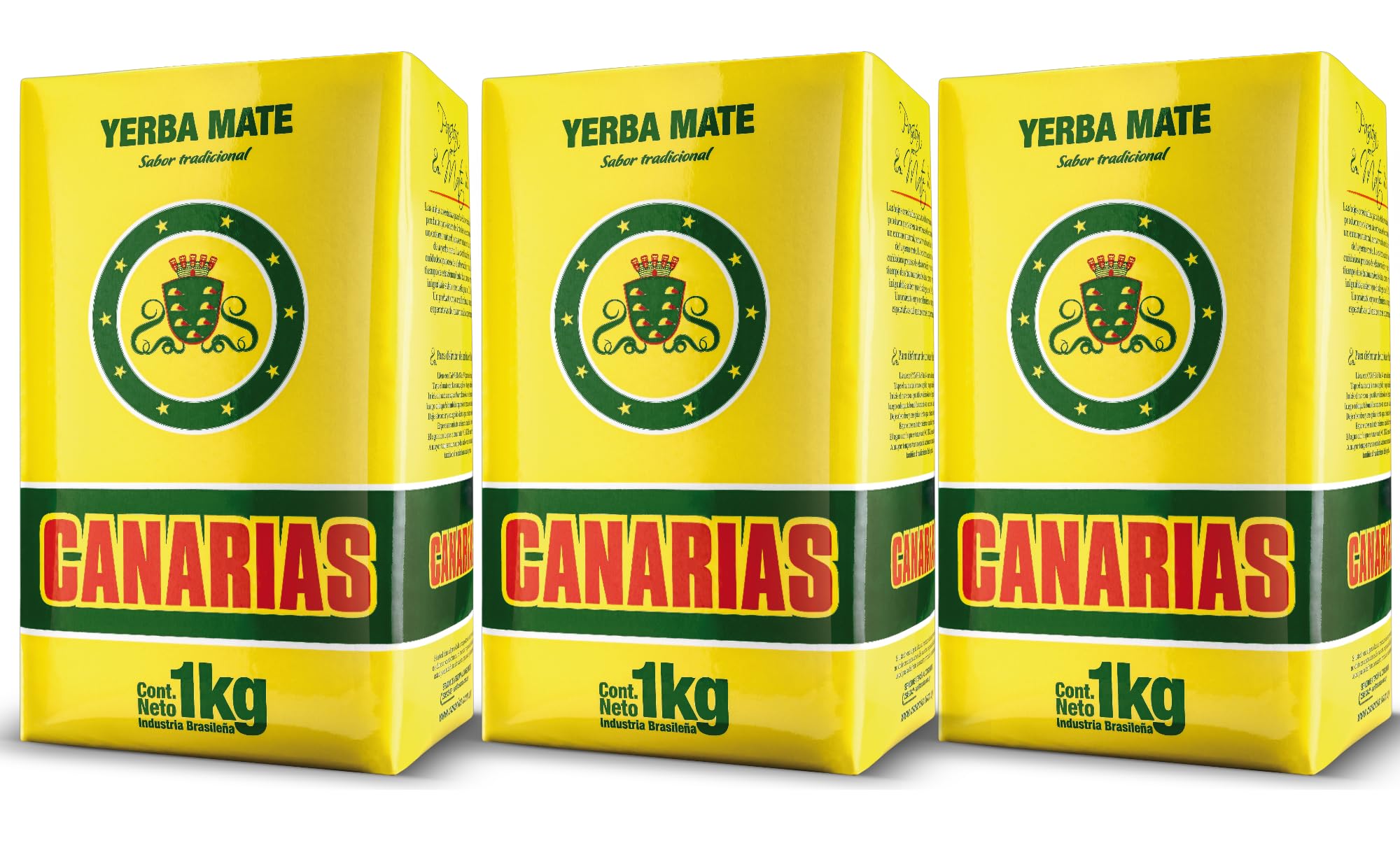 Yerba Mate Traditional 2.2 lb - Uruguayan Yerba Mate Tea - Ground Leaf Without Stems (Sin Palo) - Strong & Full-Bodied Flavor (Pack of 3)