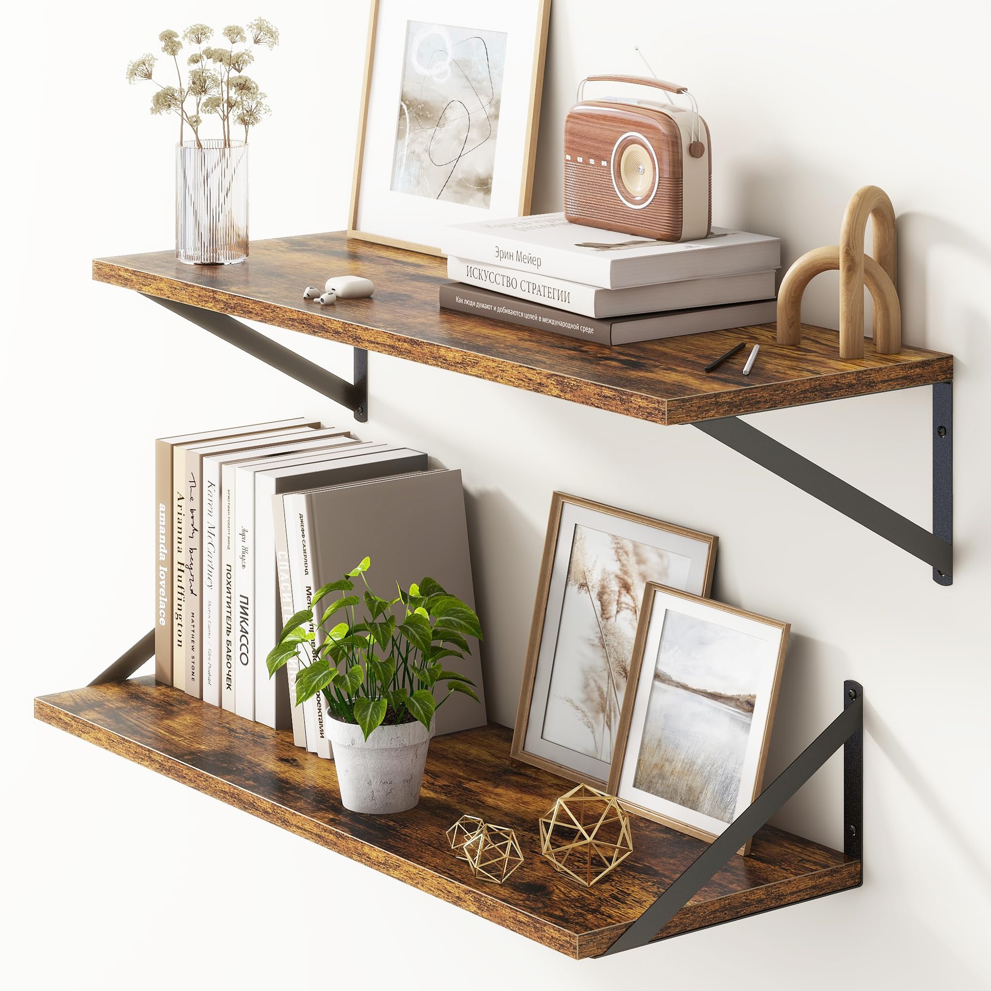 Fun Memories 10 Inch Deep Floating Shelves Rustic Brown