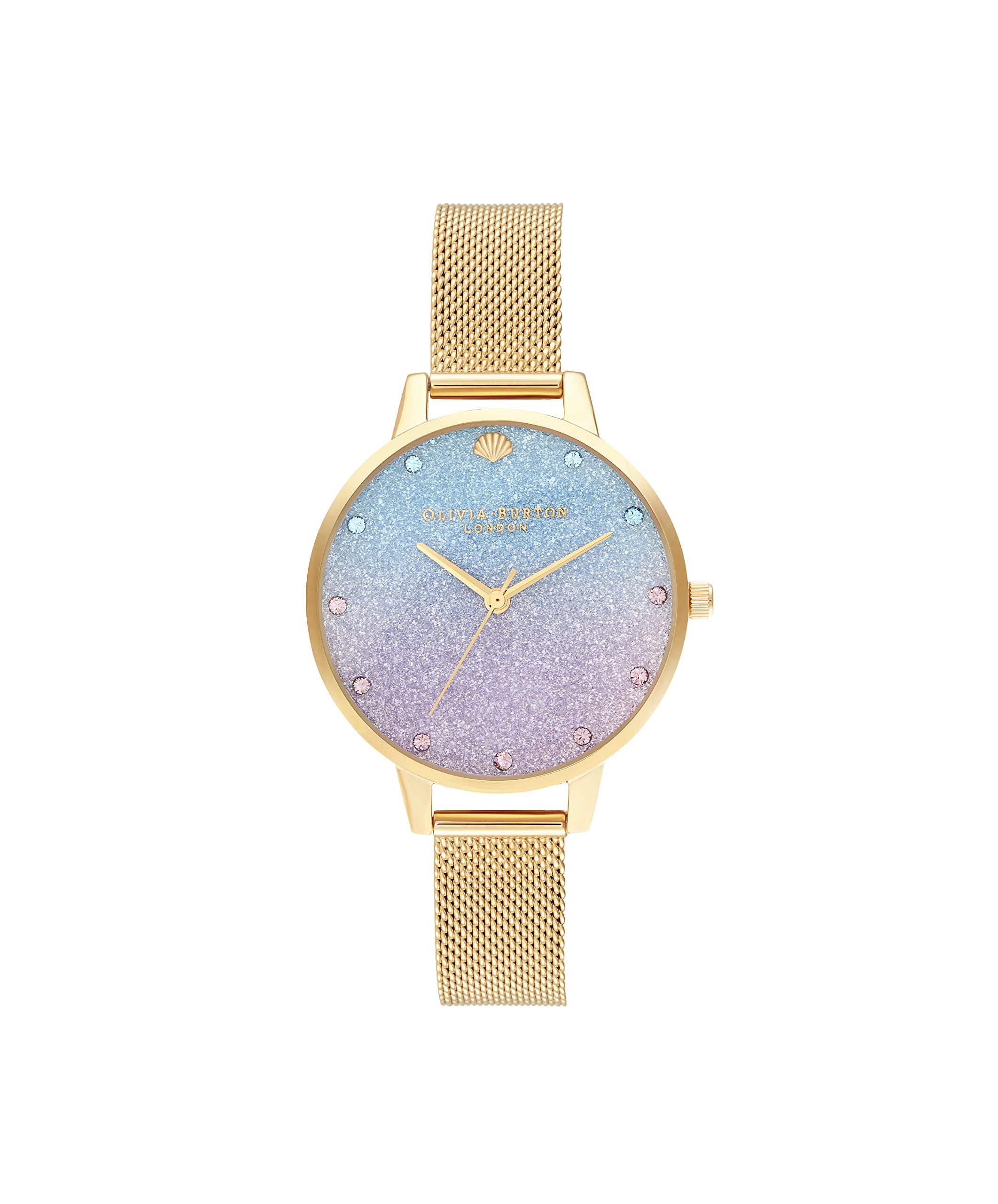 Olivia burton Under The Sea Qtz Basic Blue & Purple Glitter & Stone & Shell Stud Round Dial Womens Watch|Ionic Plated Gold Steel Material|Gold Color Band - OB16US48 (B087F9WBVL) Amazon Price History, Amazon Price Tracker