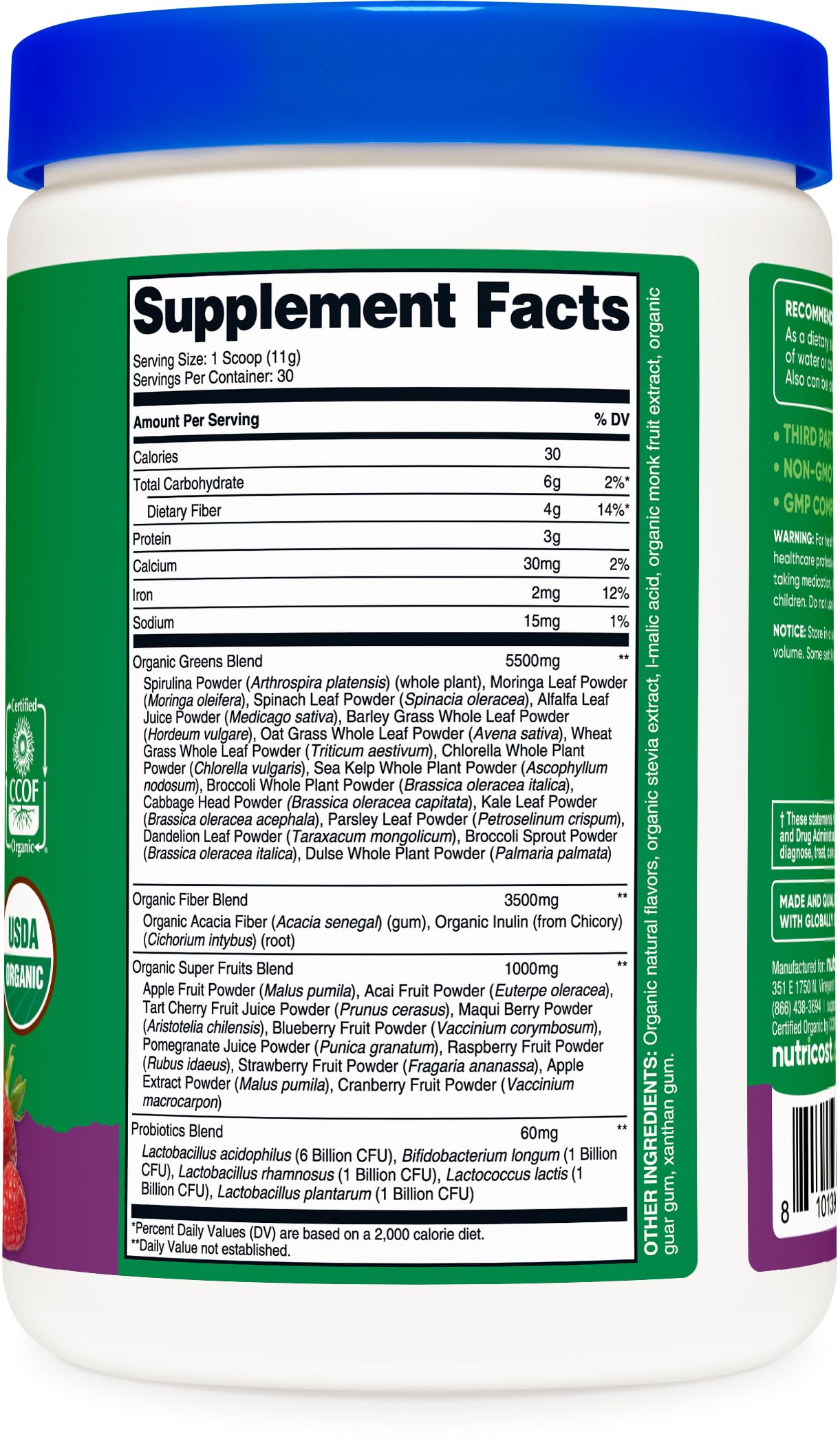 Nutricost Organic Super Greens Powder (Mixed Berry Flavor) 30 Servings — Amazon image 5