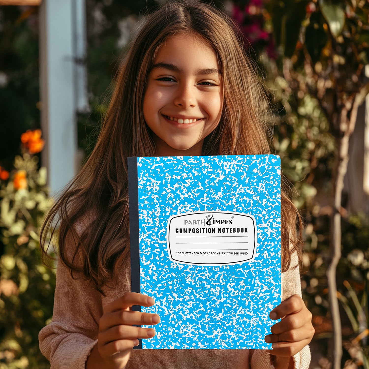 PARTH iMPEX Confezione da 12 quaderni per composizione universitaria a righe, 200 pagine (100 fogli), 22,5 x 19,5 cm, copertina rigida, a righe, colori assortiti, per scuola e ufficio