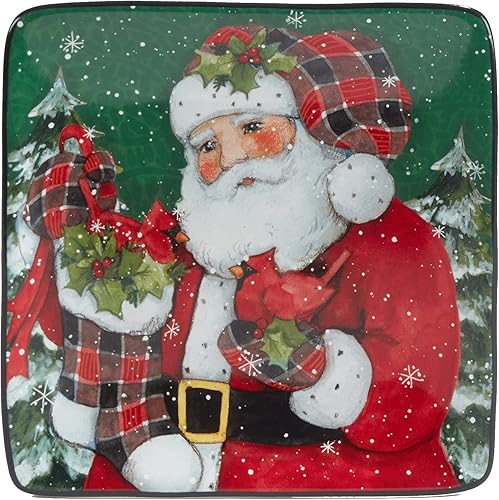 Miniatura 4 de Certified International Christmas Lodge Santa - Platos de canapéalmuerzo de 6 pulgadas, pequeños, juego de 4