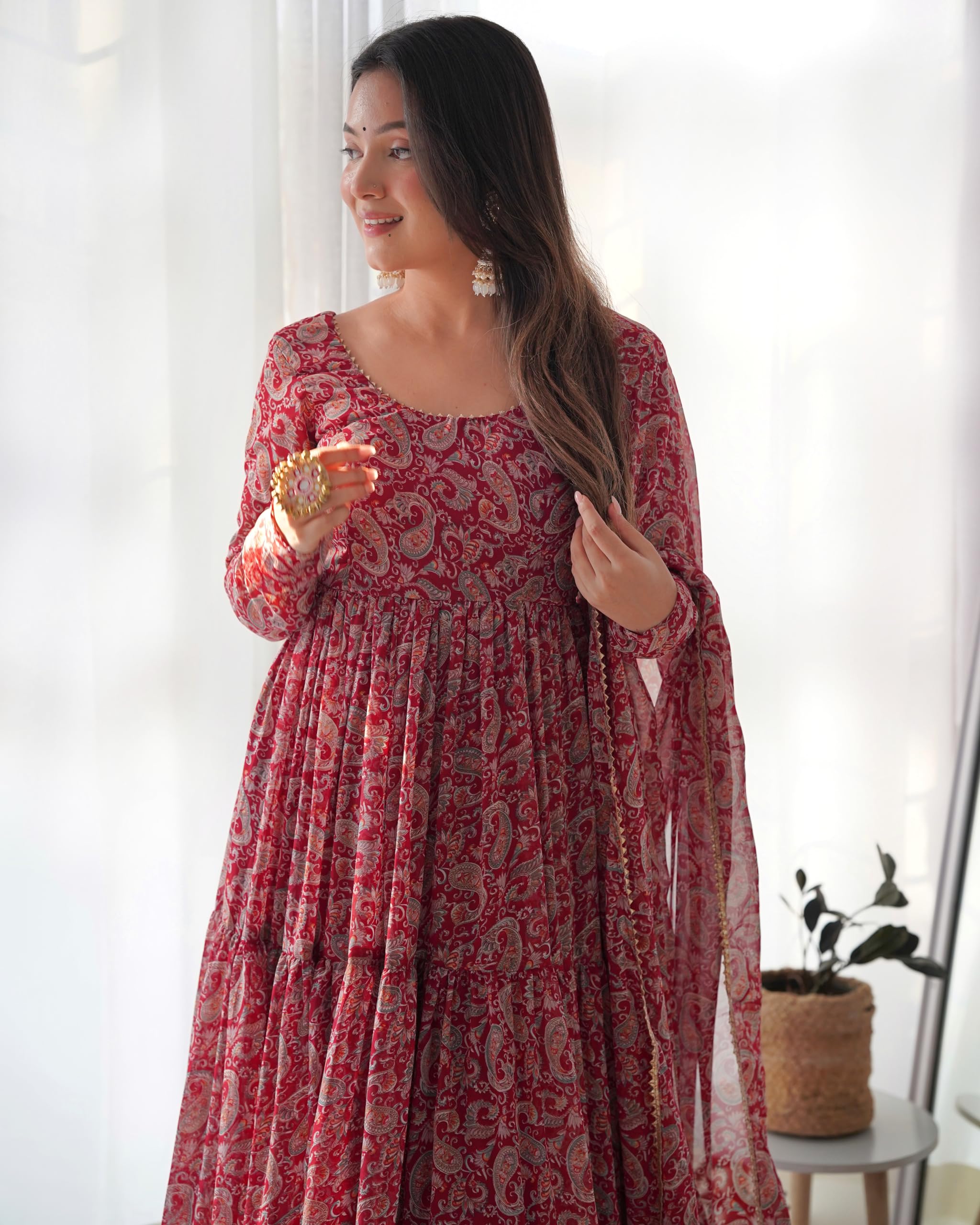 FUSIONIC Maroon color ethnic-suits With Dupatta 3
