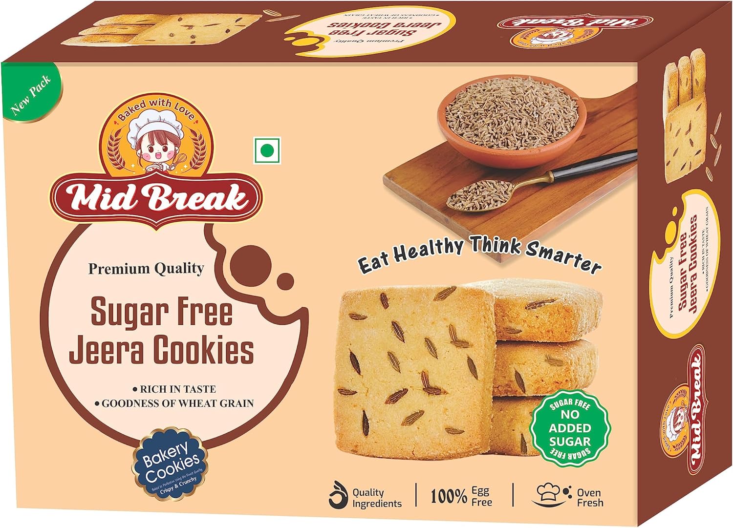MidBreak Sugar Free Jeera Biscuits High Fiber GutFriendly Low