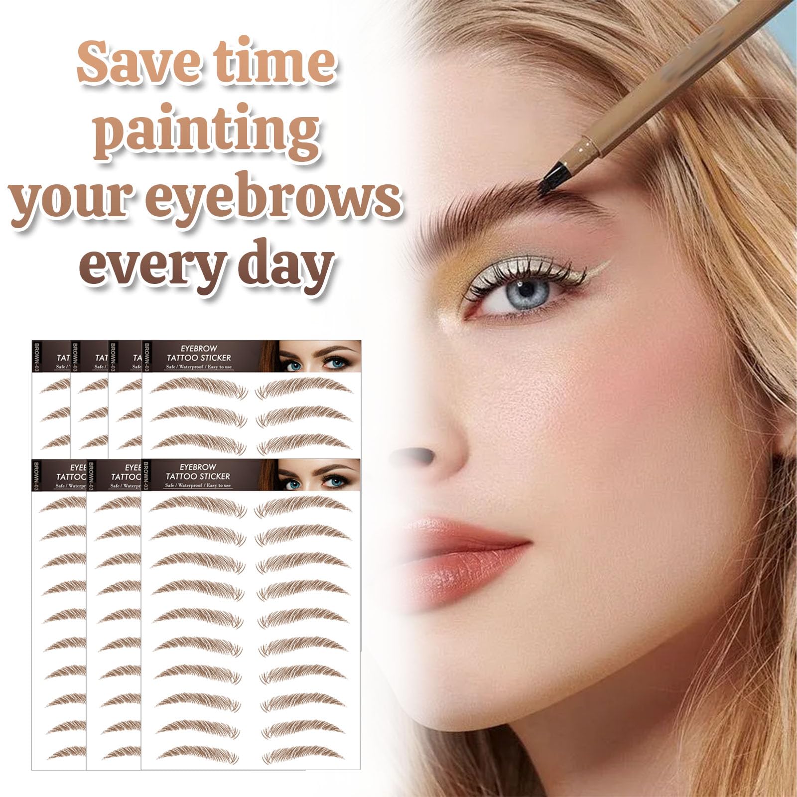 AWAVM 7Sheets/77Pairs 4D Hair-Like Eyebrow Tattoo Stickers Waterproof Natural Fake Stickers,Long Lasting Eyebrow Grooming Shaping Perfect for Women and Girls (Brown-03) - Image 3