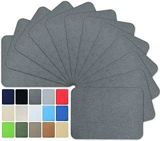 12 Pieces Iron-on Patches Premium Quality Fabric Inside & Outside. Strongest Glue Hundred Percent Cotton Dark Grey Repair ...