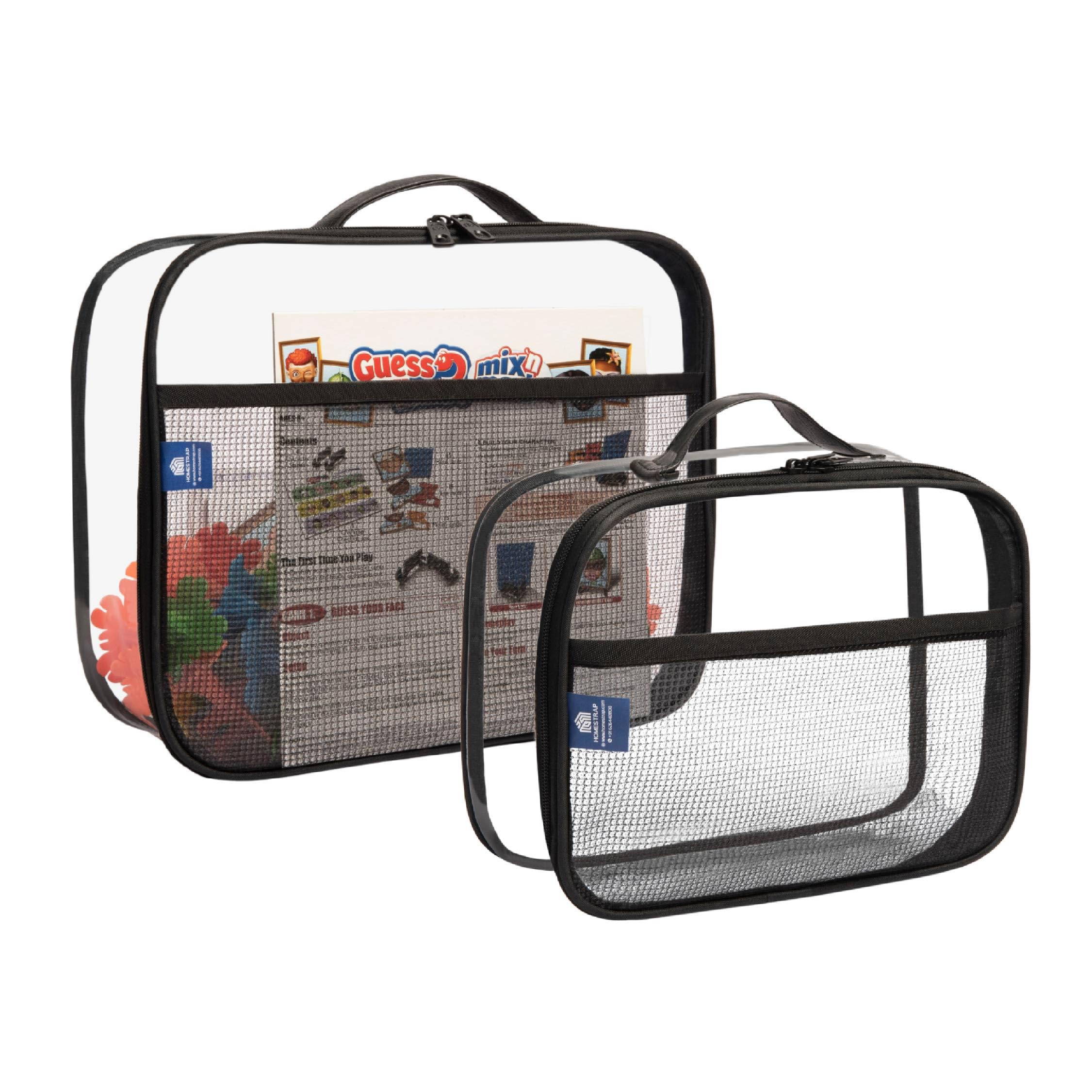 Homestrap Set of 2 Multi-Purpose Transparent Storage Bags for Toys & Board Games | Waterproof, Durable & Portable | Includes Handles & Mesh Pocket for Books & Games | Ideal for Kids' Rooms & Travel-image-30