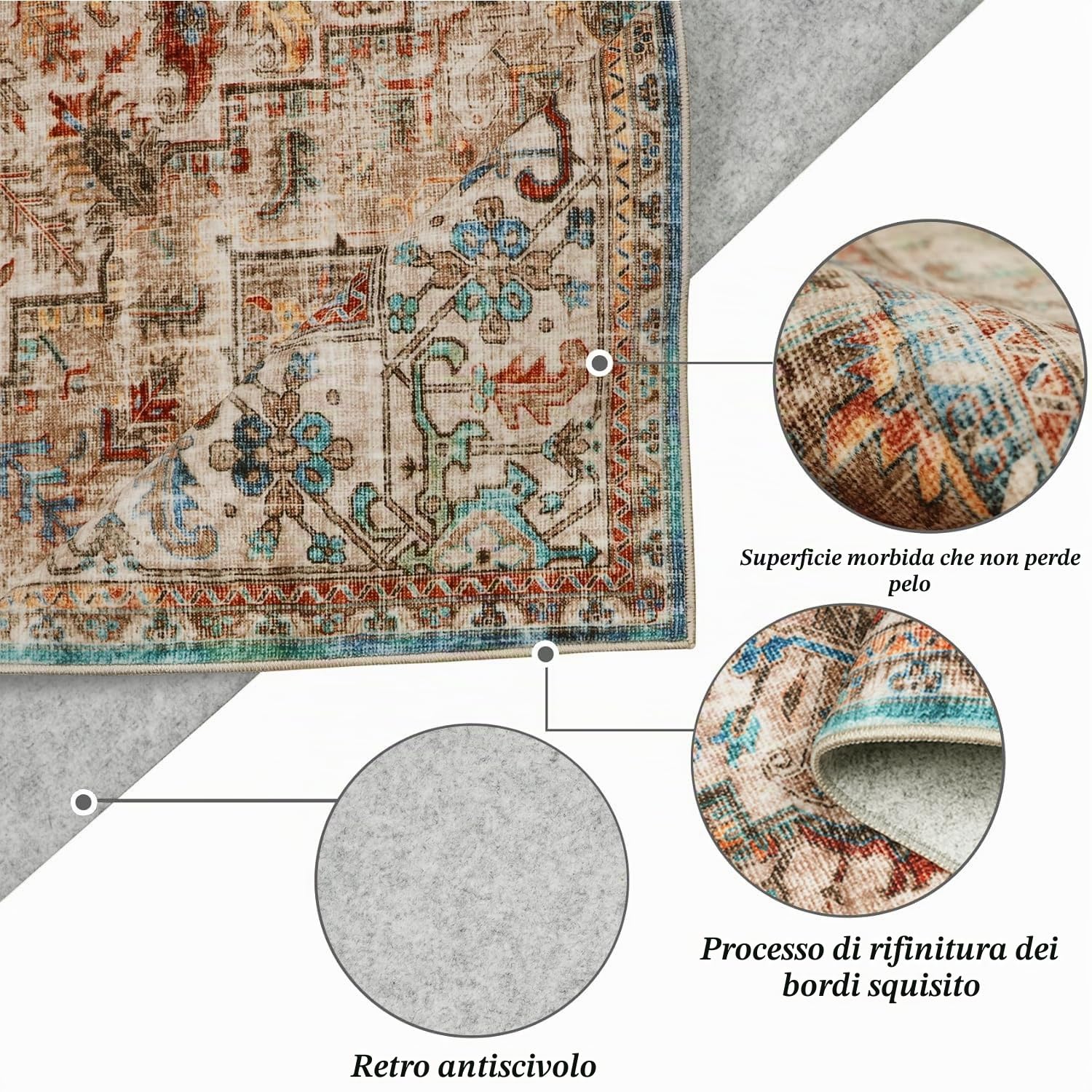 Cekene Tappeto lavabile per soggiorno 160 x 230 cm antiscivolo morbido per camera da letto sottile invecchiato a basso profilo per ufficio bagno sala da pranzo sala giochi (terracotta)