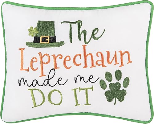 C&F Home Leprechaun Made Me Do It - Almohada bordada de 9 x 12 pulgadas, fundas decorativas para sofá y cama, 9 x 12 pulgadas, multicolor