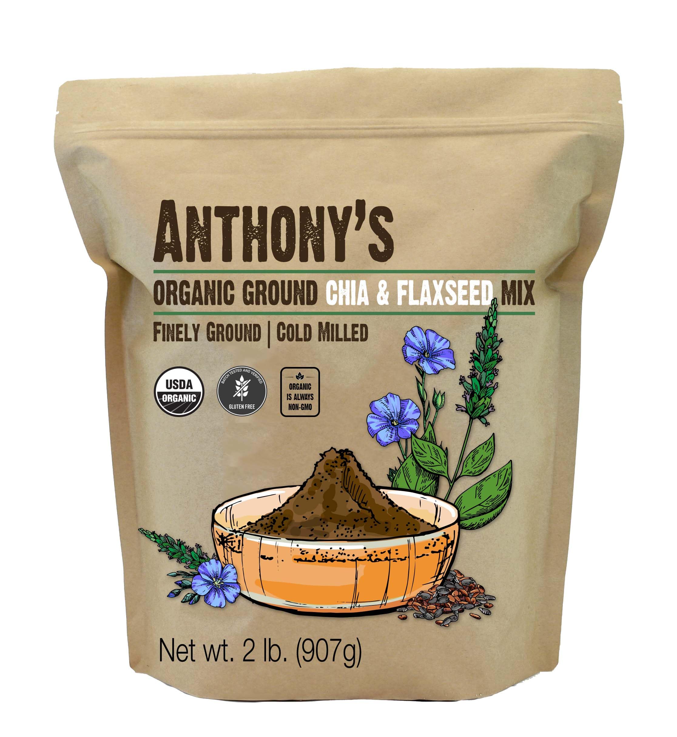 Amazon.com : Anthony's Organic Ground Chia and Flaxseed Mix, 2 lb