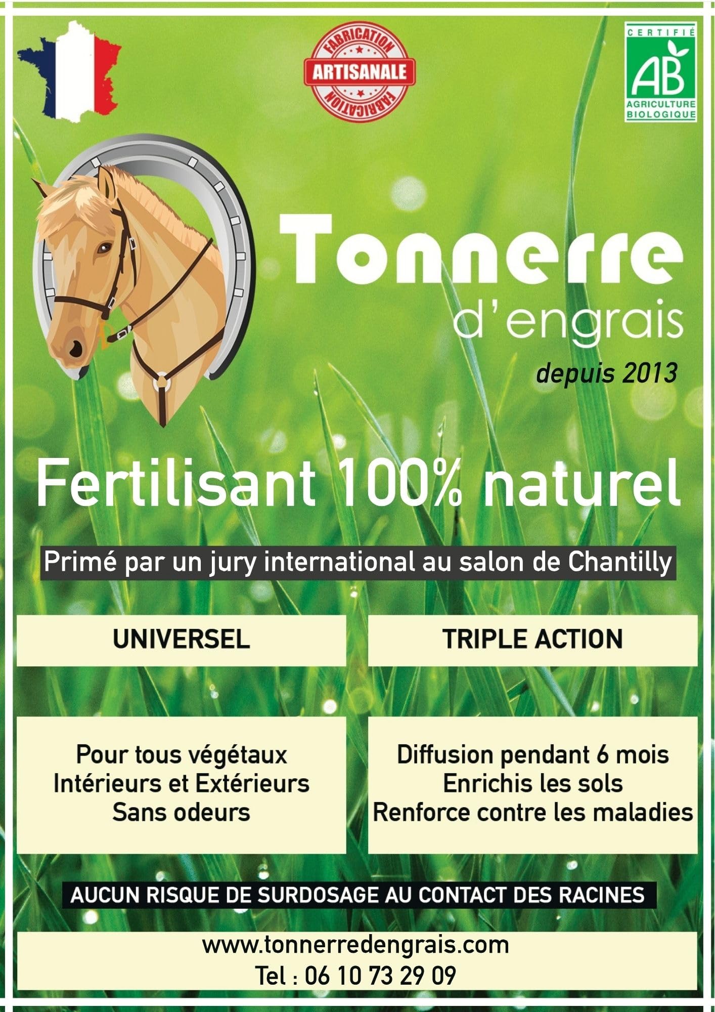 Tonnerre d'Engrais Fertilisant Naturel, 100% crottin de cheval, 4KG Organique pour Potager, plantes intérieur et extérieur