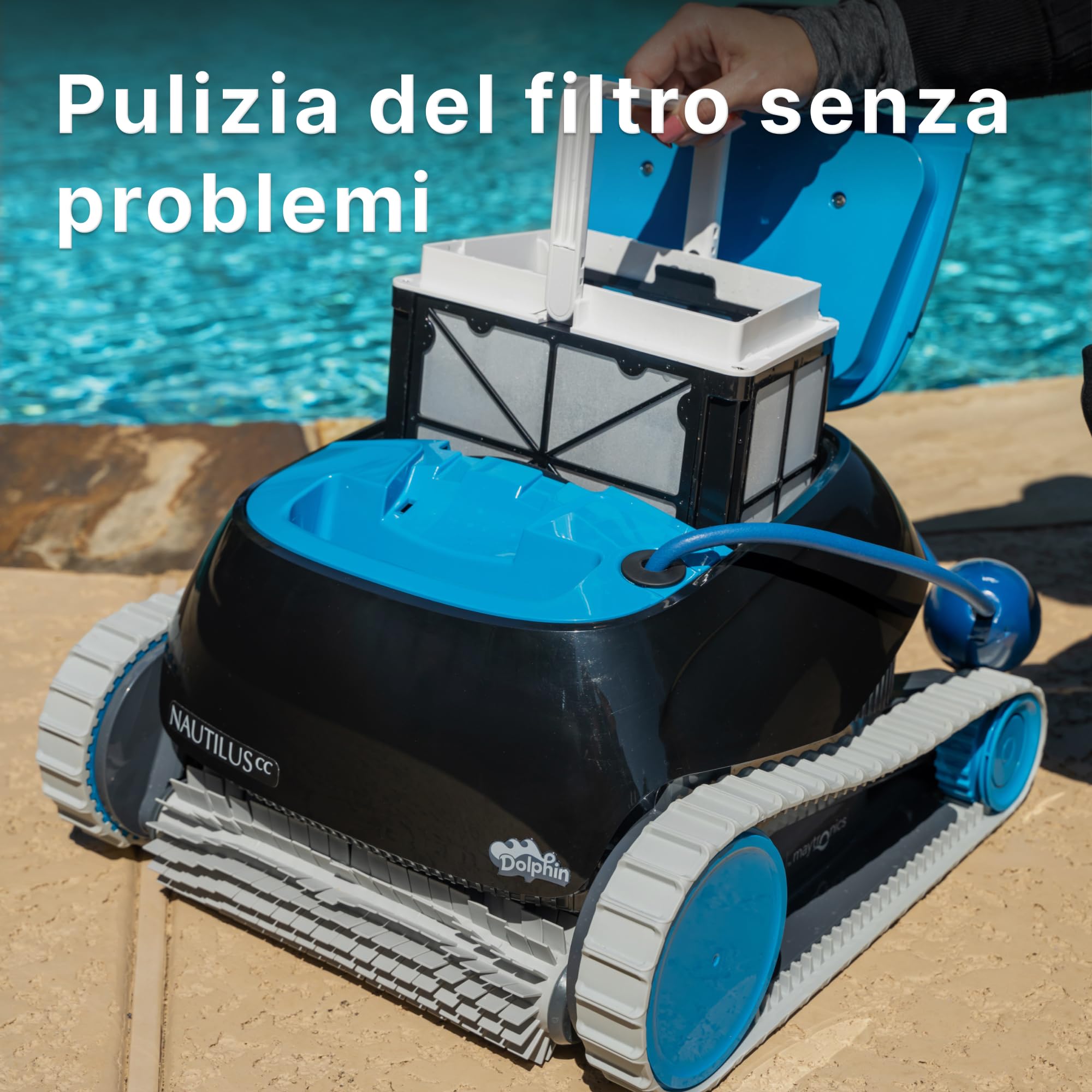 Dolphin Nautilus CC Robot Piscina pareti e Fondo, Pulizia Piscina Fuori Terra 10m, Filtrazione fine, Aspirazione Potente, 2h di Pulizia
