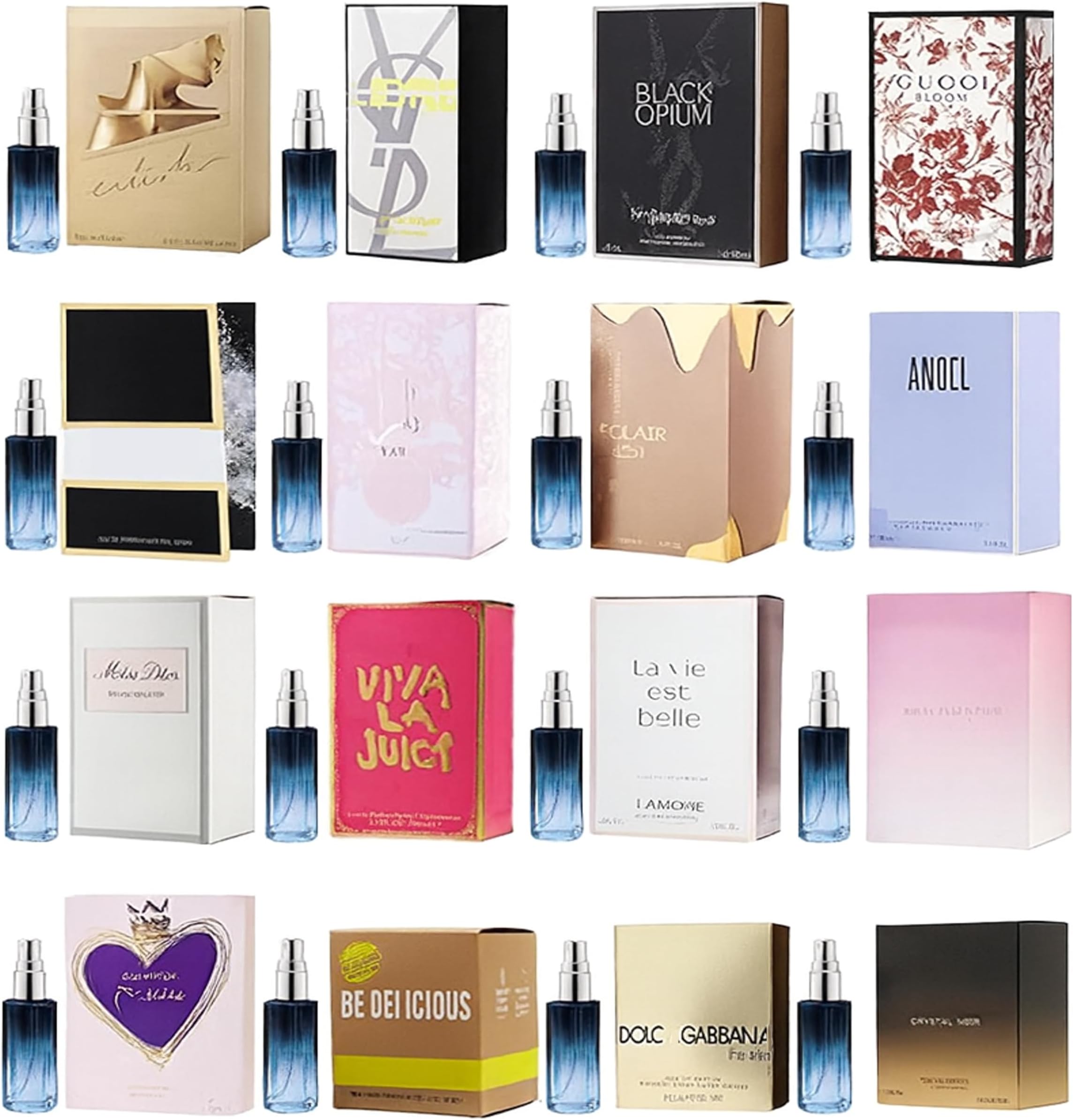 Perfume Samples for Women (4 or 8 bottles, 9 ml each) - Choose Your Own Designer Sample Perfumes for Women - Women's Perfume Sampler Sets with Gift box and Travel Pouch