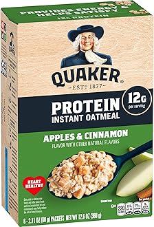 Protein Instant Oatmeal, Apple Cinnamon, 12g Protein per Serving, Whole Grains, No Artificial Flavors, No Added Colors, 2.11 oz Packets, (6 Pack)