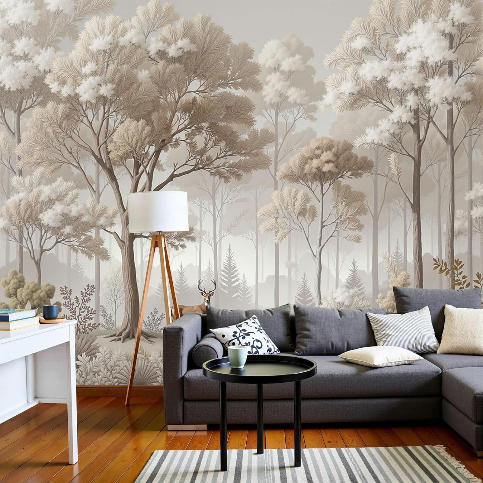 kfjhgbdshhj Wallpaper Forest Illustration, Dense Bushes, XXL Non-Woven Wallpaper for Bedroom Living Room, Brown Wall Decor, Wall Covering, 300cm x 210cm Stickers - Frameless Painting - Poster