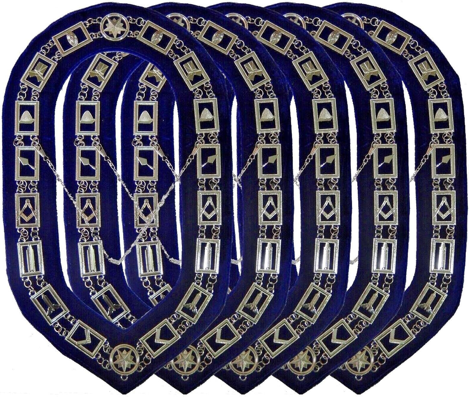 Masonic Regalia Master Mason Blue Lodge Silver Metal Chain Collar Pack of 5