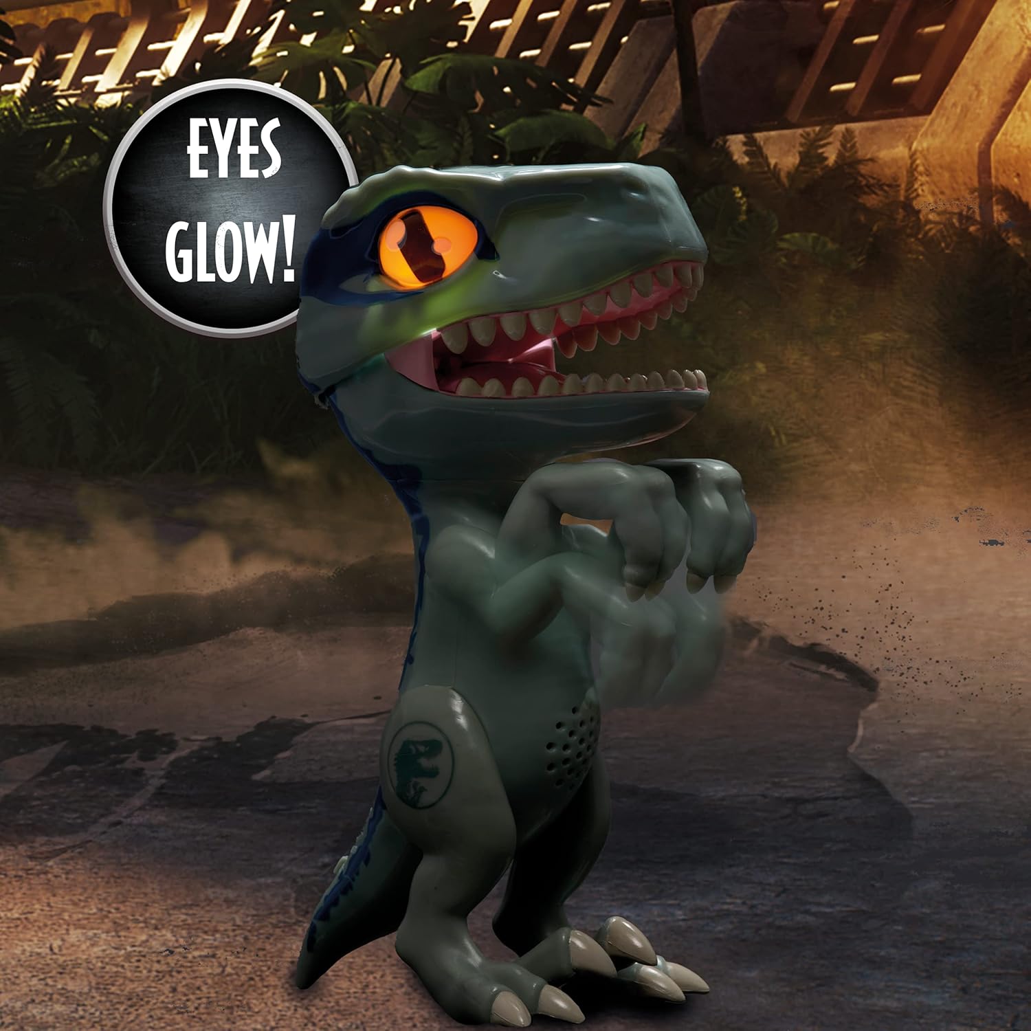WOW! STUFF Jurassic World Trigger Chomper - Velociraptor Blue | Roaring Dinosaur Toy | Official Camp Cretaceous, Fallen Kingdom and Jurassic Park Merchandise and Gifts for Boys and Girls, Aged 5+