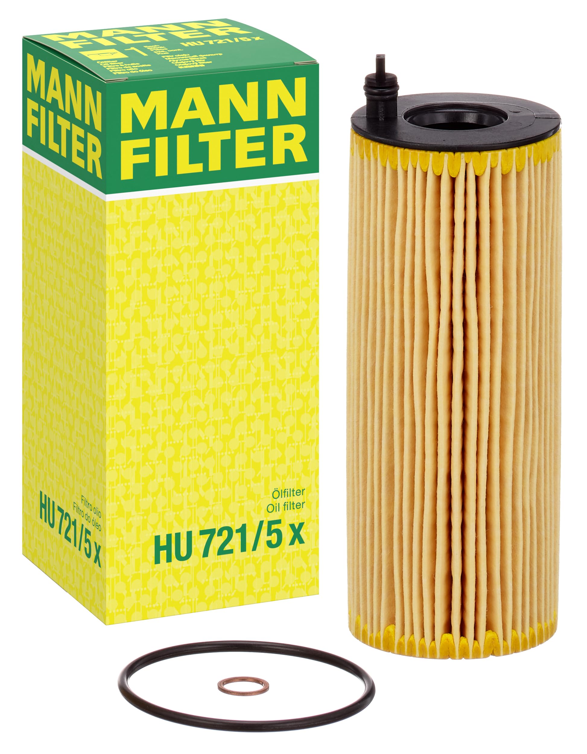 Original MANN-FILTER Oil filter HU 721/5 X – Oil filter set with gasket/gasket set– For Passenger Cars
