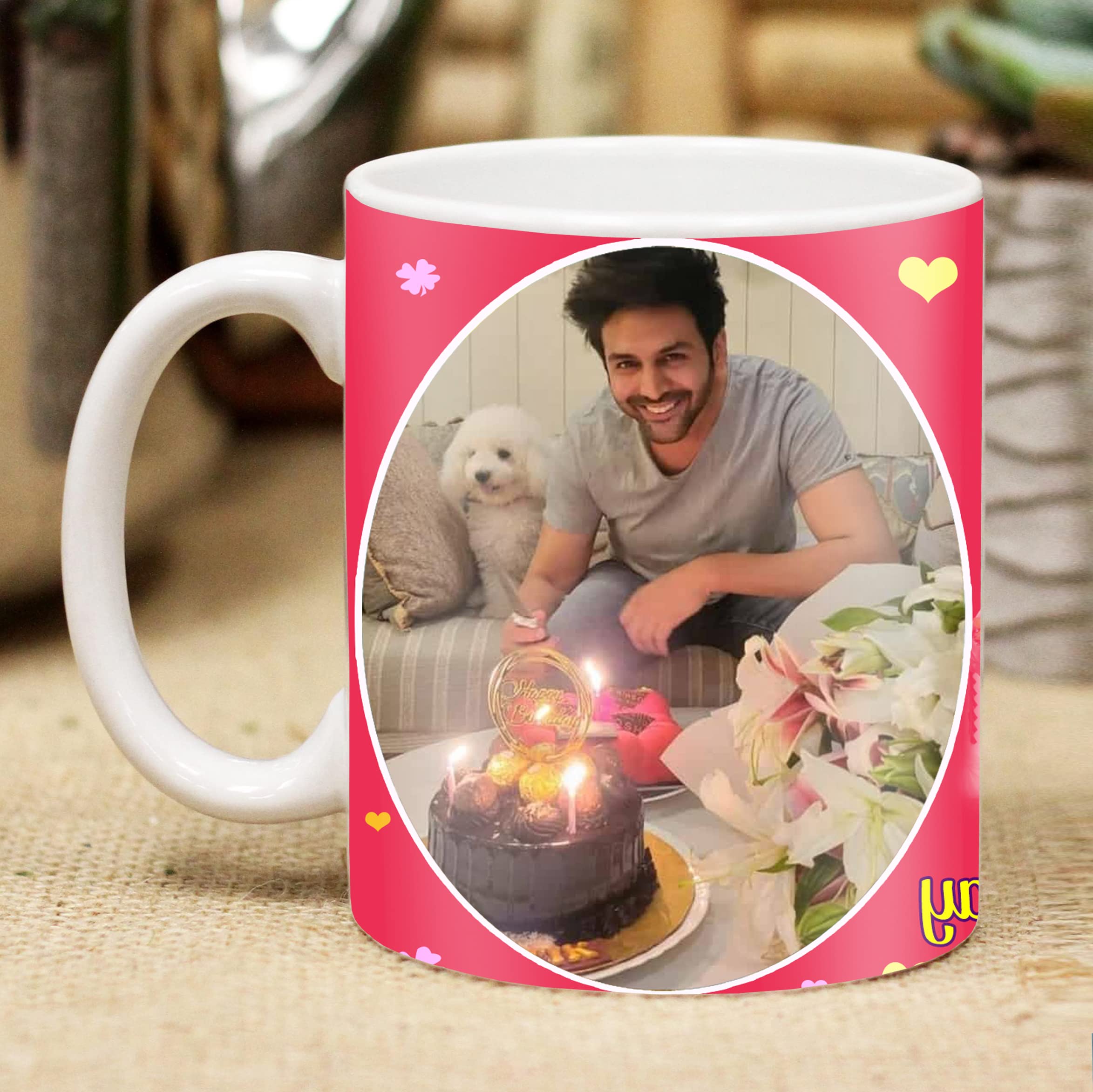 ME & YOU Personalized Ceramic Coffee Mug | 2 Photo Customize Mug | Happy Birthday Gift, Gift for Husband, Wife, Bhai, Bhabhi, Uncle, Aunt (325 Ml)