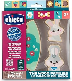 Comprar Chicco, Personajes de Madera Coleccionables, Juego Montessori, 2 Conejitos, 1 Pieza de Puzzle, Descubre el Universo My Wood Friends, CREA Historias, Juego para Niñas, Bebé 2+ años, Idea de Regalo