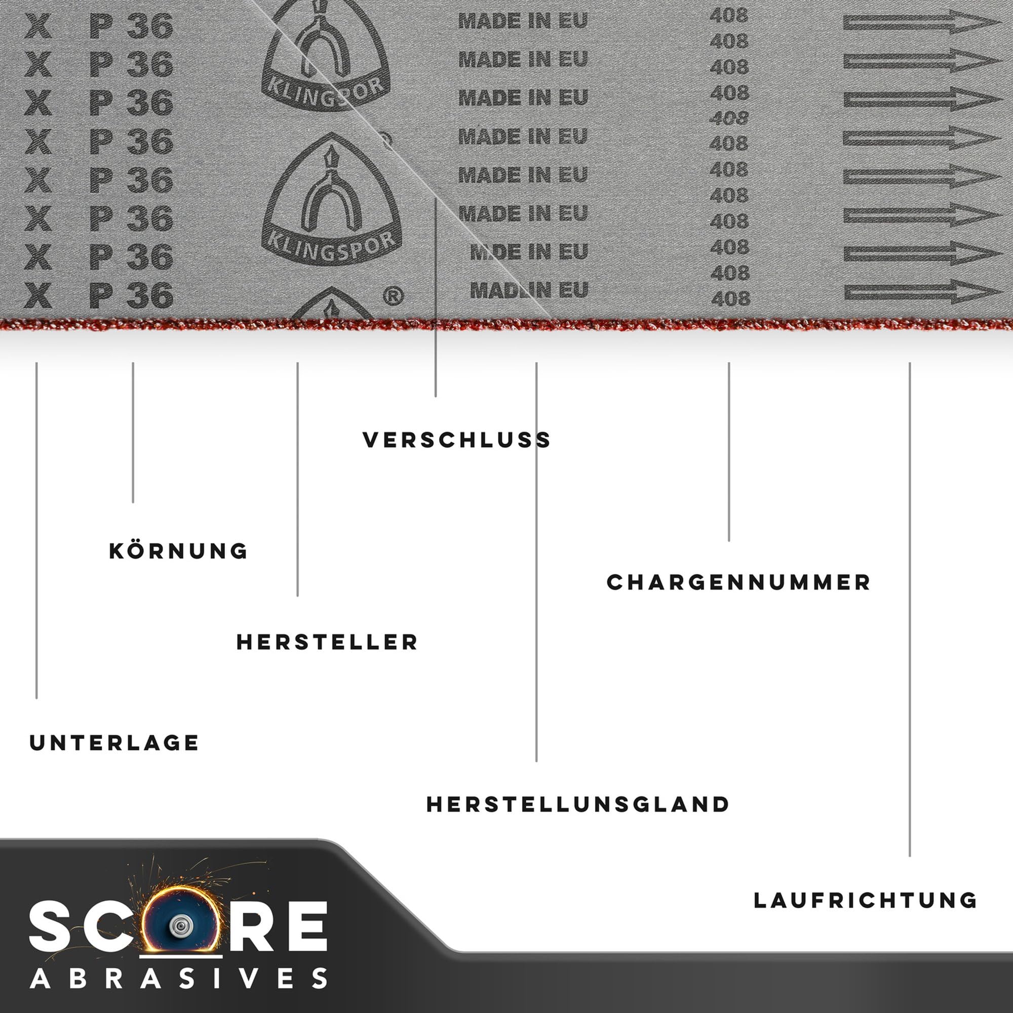 LS 307 X Schleifband | 180 x 1550 mm | 5-teiliges Premium-Set | je ein Band in Korn P60, P80, P100, P120, P180