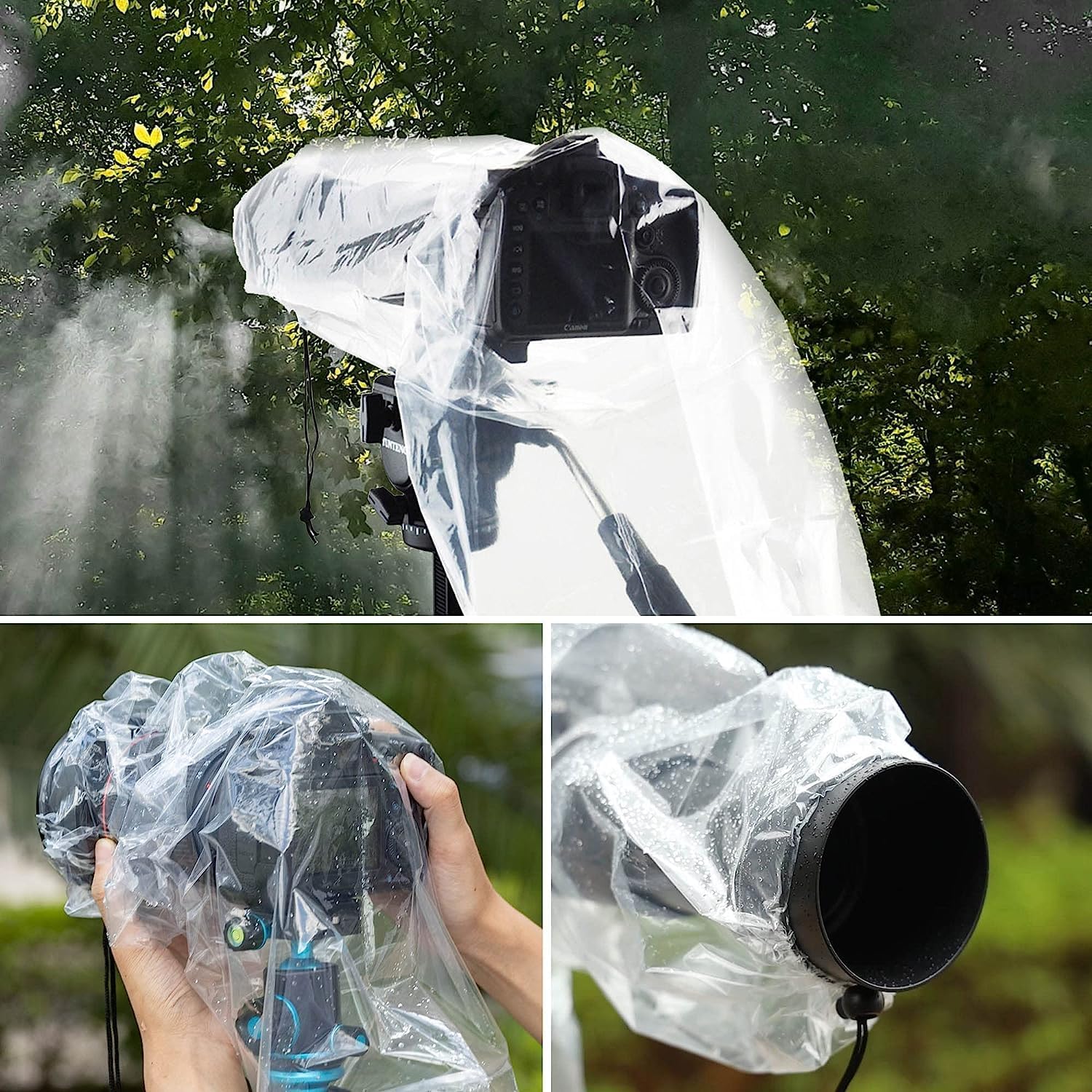 JJC Lot de 2 housses de protection contre la pluie pour appareil photo reflex numérique Canon, Nikon, Sony, avec objectif jusqu'à 45 cm de long