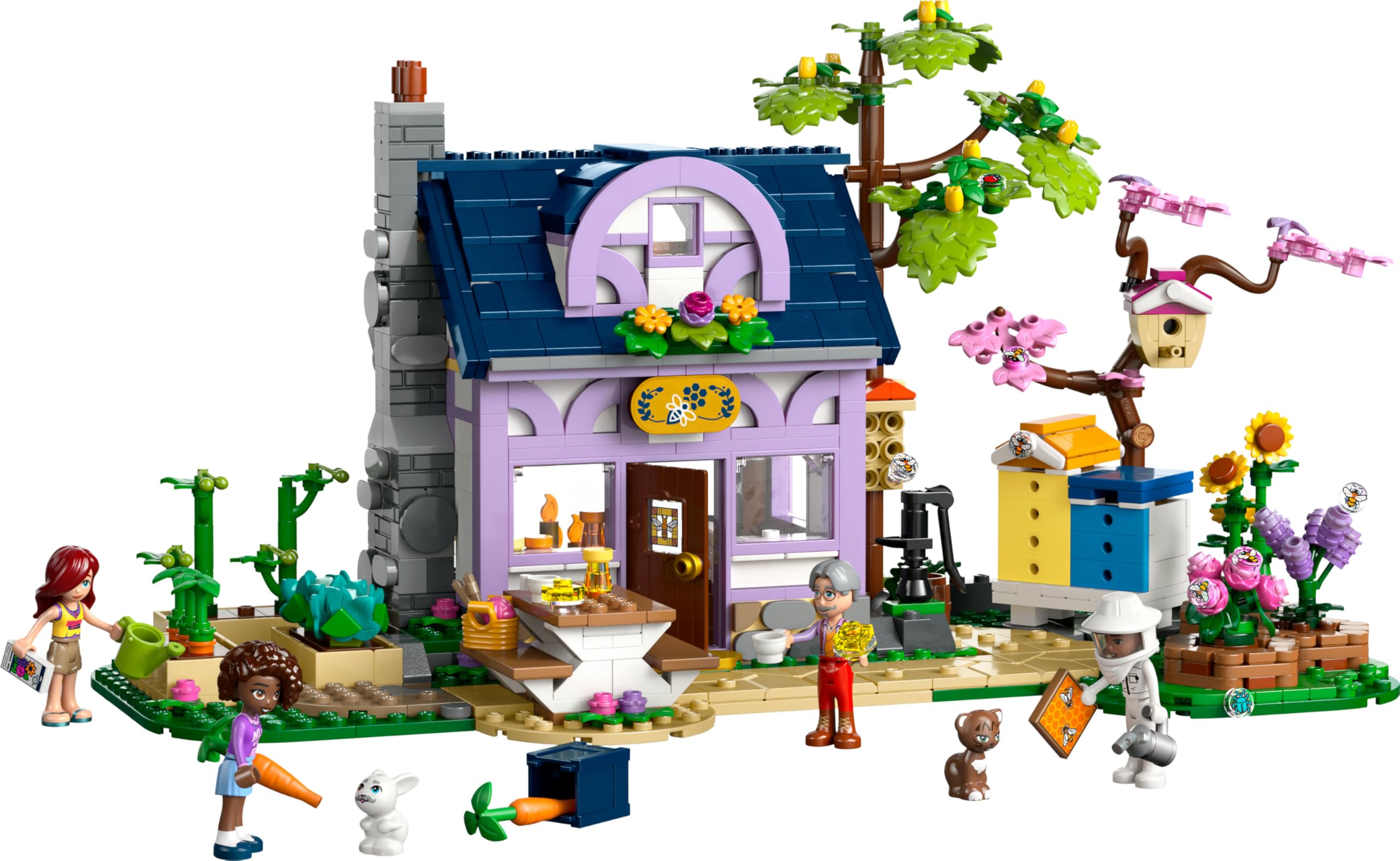 LEGO Friends Casa degli Apicoltori e Giardino Fiorito - Giocattolo Creativo con 4 Mini Bamboline, Figure di Gatto e di Coniglio con Accessori - Regalo per Bambine e Ragazze da 12 Anni in su - 42669