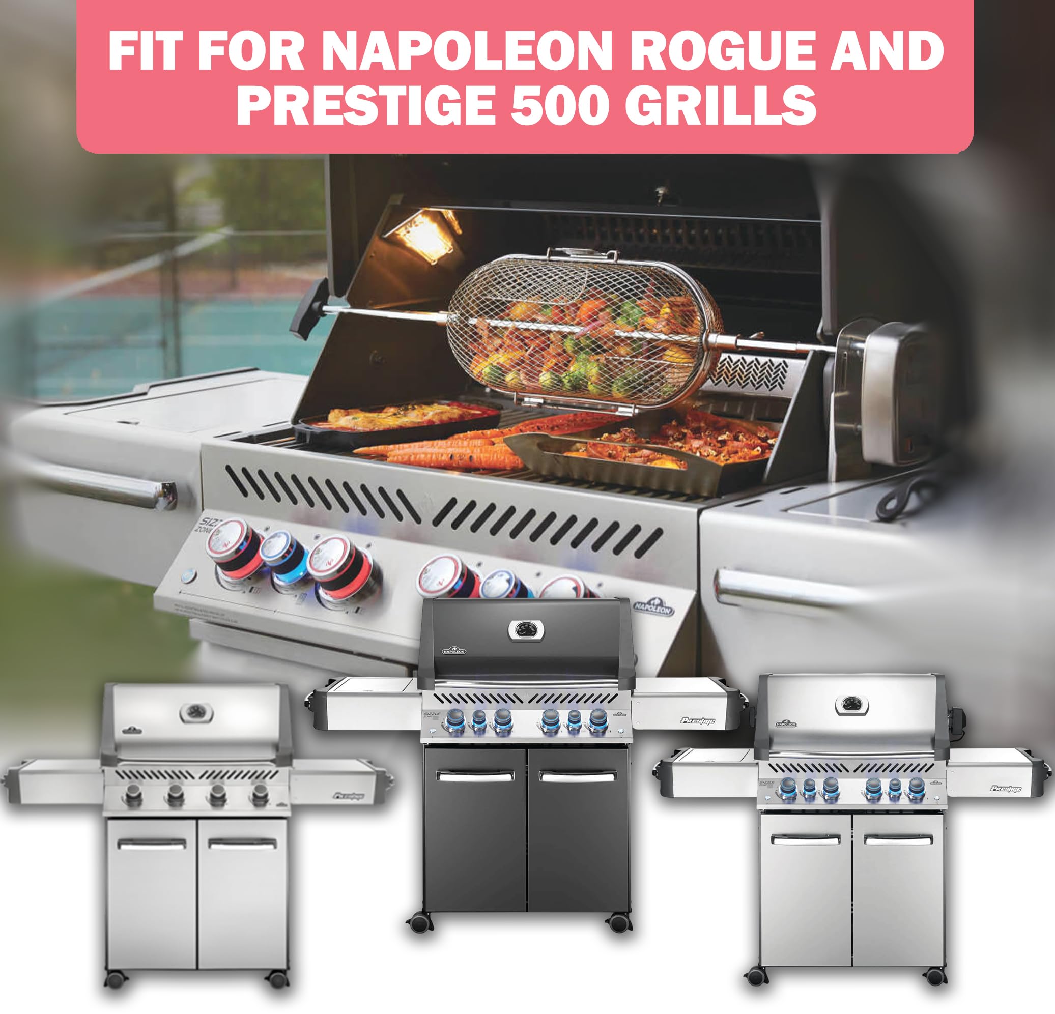 Napoleon P500RSIBPSS-3 Prestige 500 4 fuochi a Gas propano Liquido a infrarossi, Napoleon P500RSIBPK-3 Prestige 500, Acciaio smaltato in Porcellana, Confezione da 4