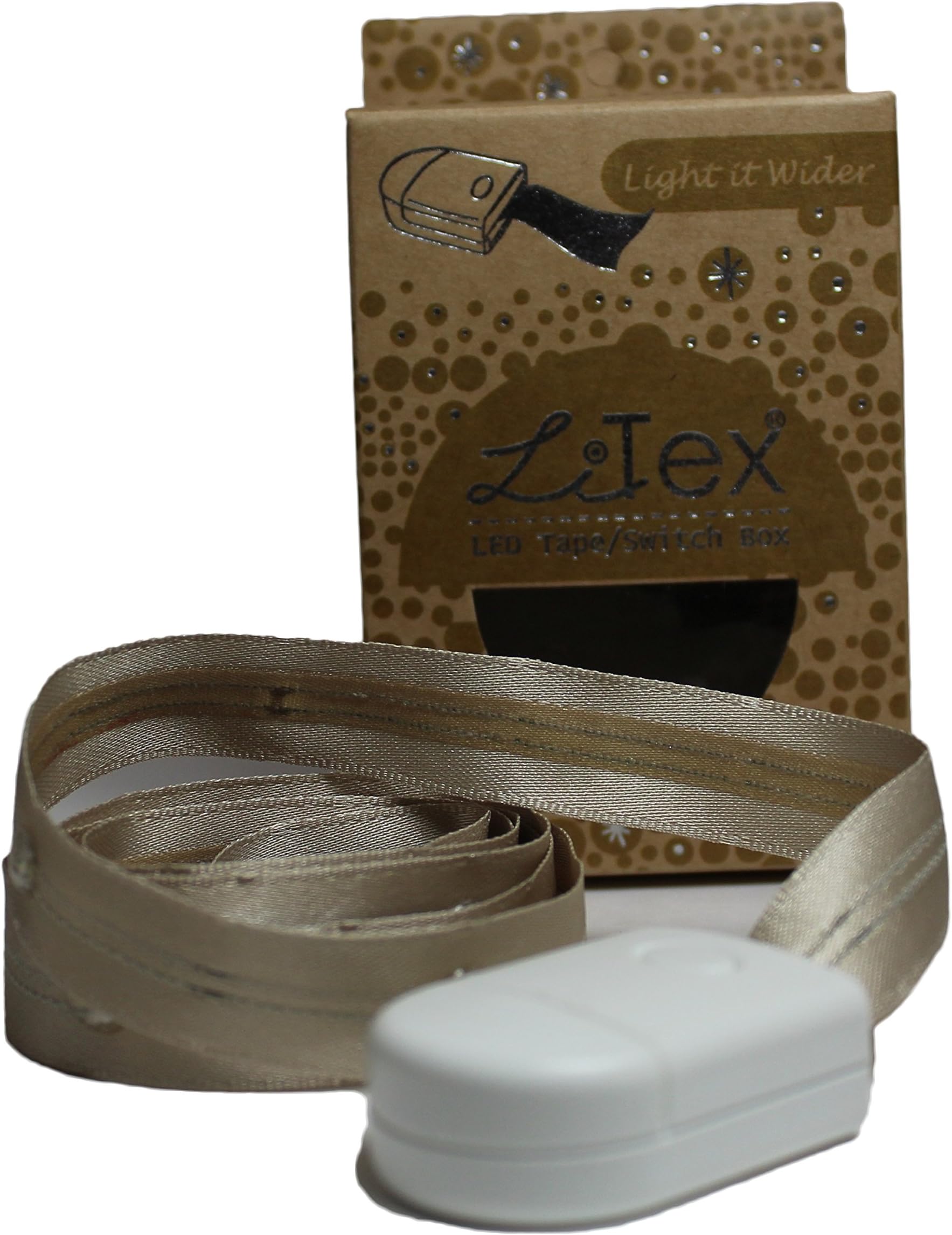 LITEX LED Ribbon - Fashionable and Elegant LED Sewable Ribbon for Craft and Sewing Projects - Beige Ribbon with Yellow LED (Beige, 15mm)