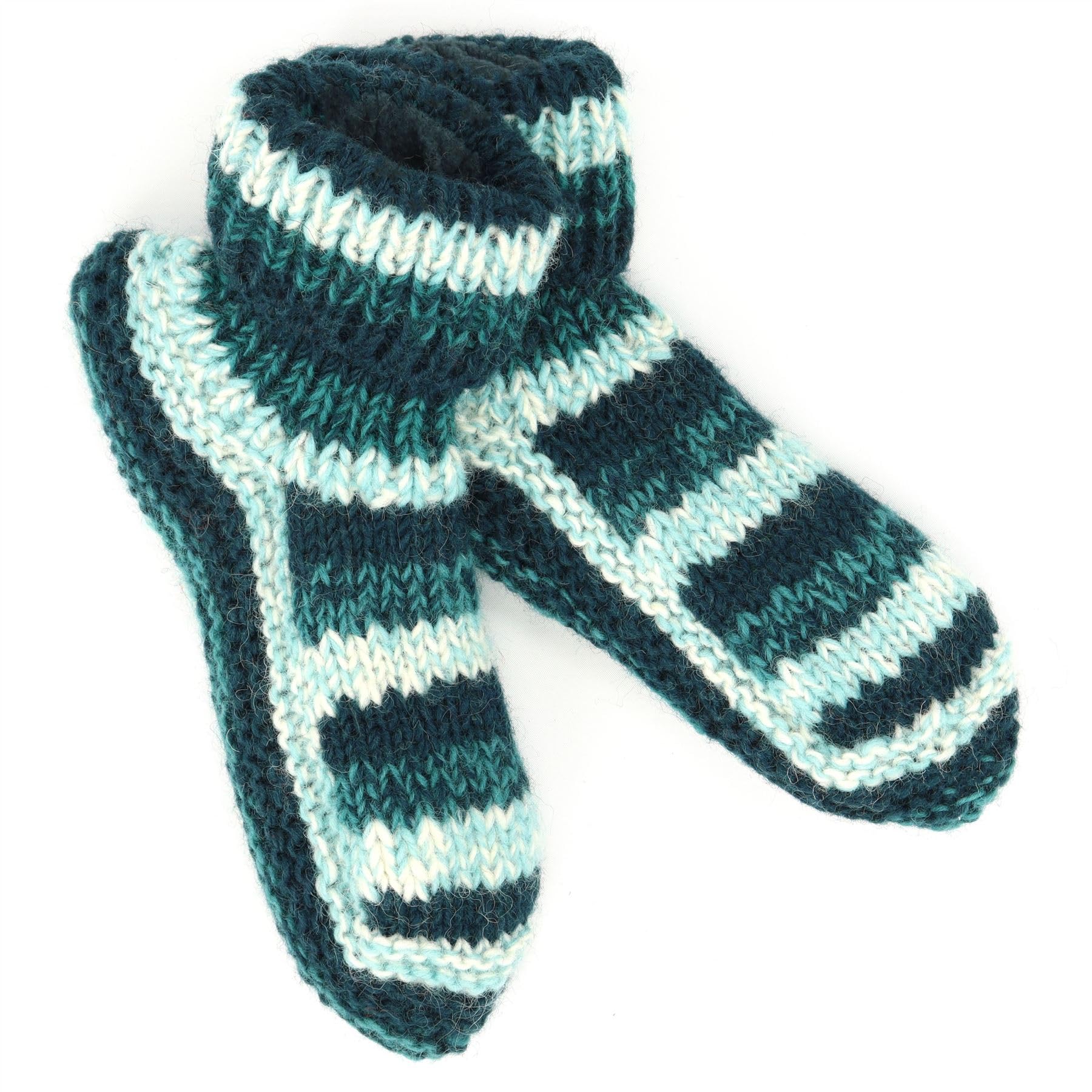 LOUDelephant Hand Knitted Wool Slipper Socks - SD Teal
