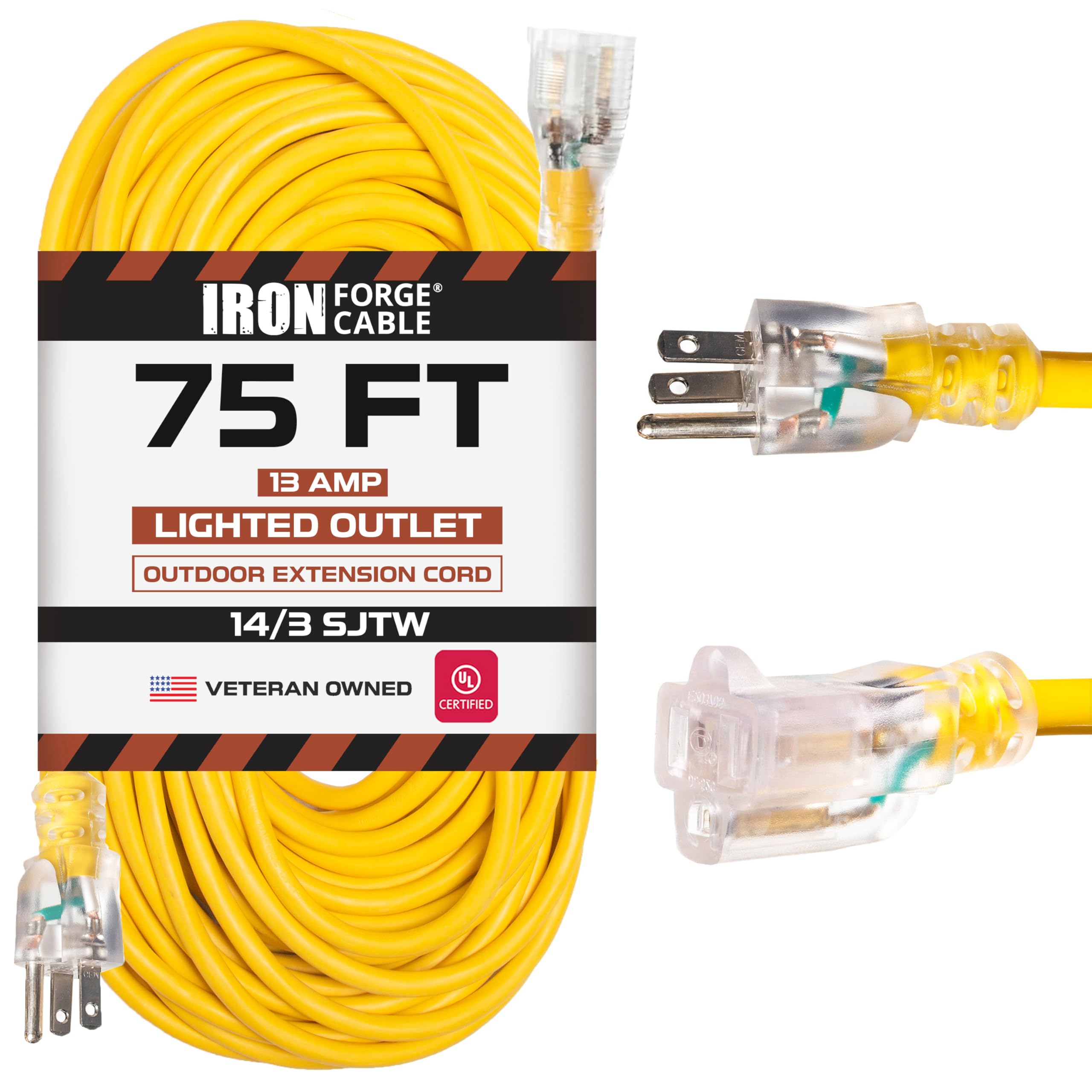 Iron Forge Cable Weatherproof 75 Ft Outdoor Extension Cord - 14/3