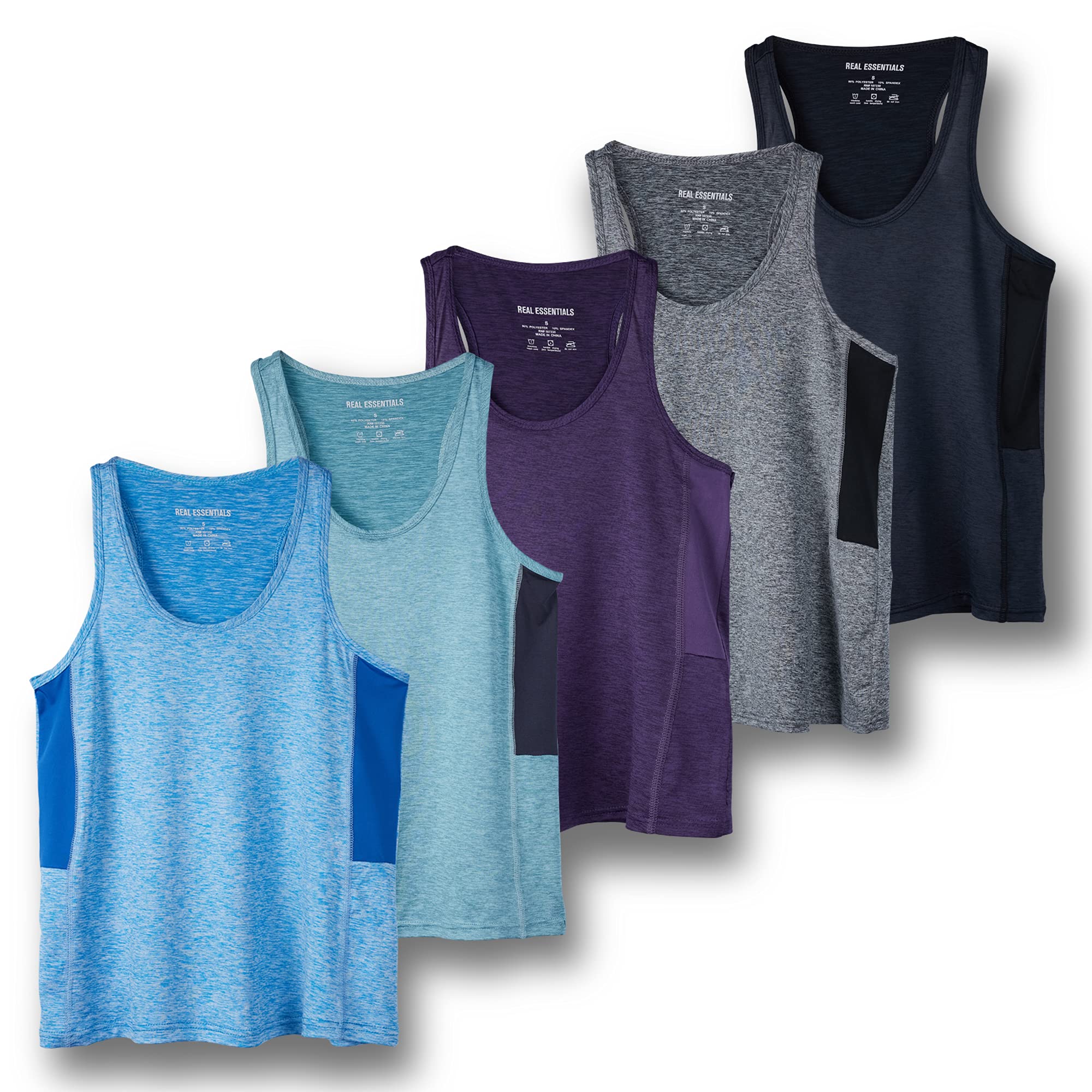 5-Pack Women's Racerback Tank Top Dry-Fit Athletic Performance Yoga Activewear (Available in Plus Size)