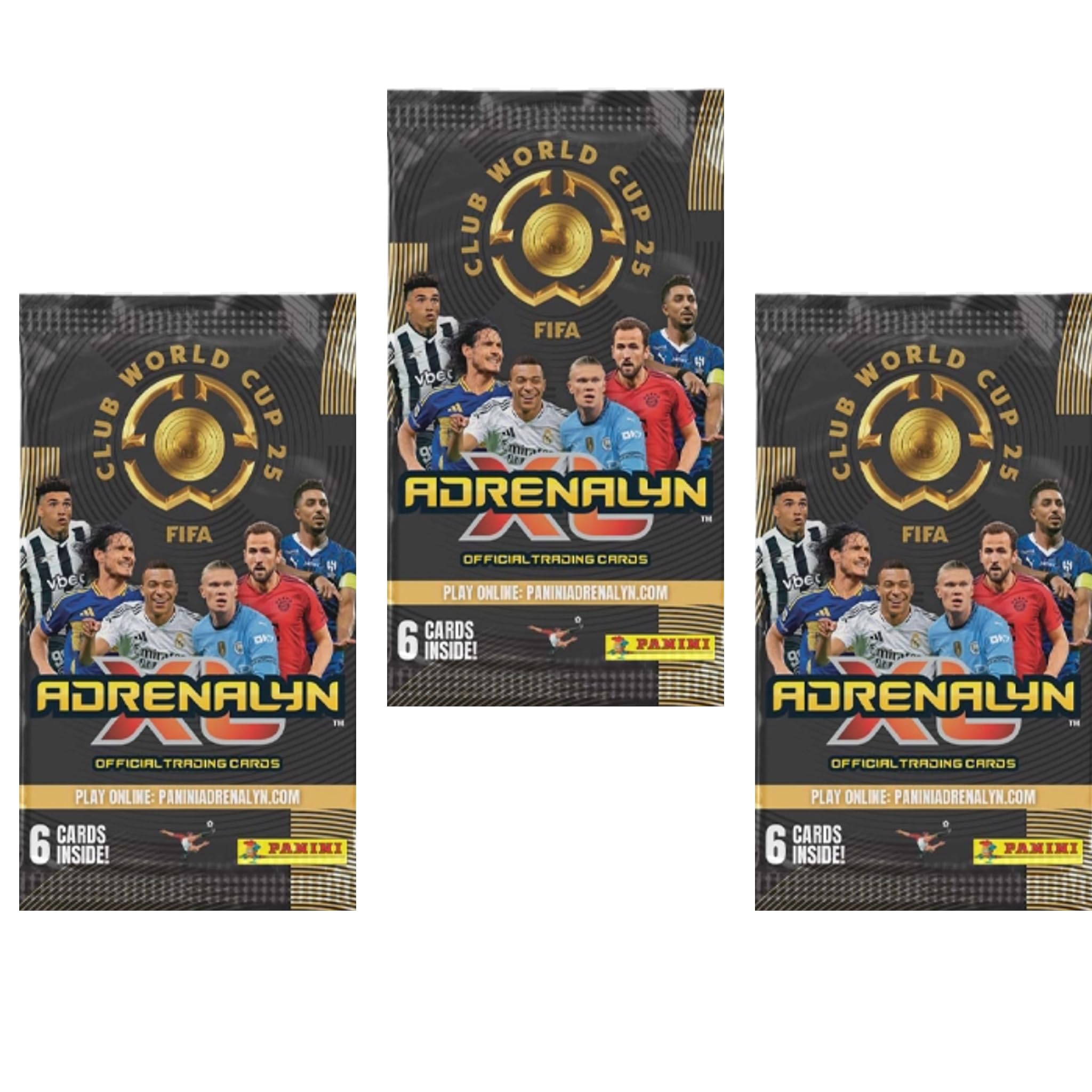 Panini FIFA Club WM 2025 Trading Cards – 3 x Boosterpacks – kolekcja Adrenalyn XL + ochrona przed wysyłką Heartforcards®
