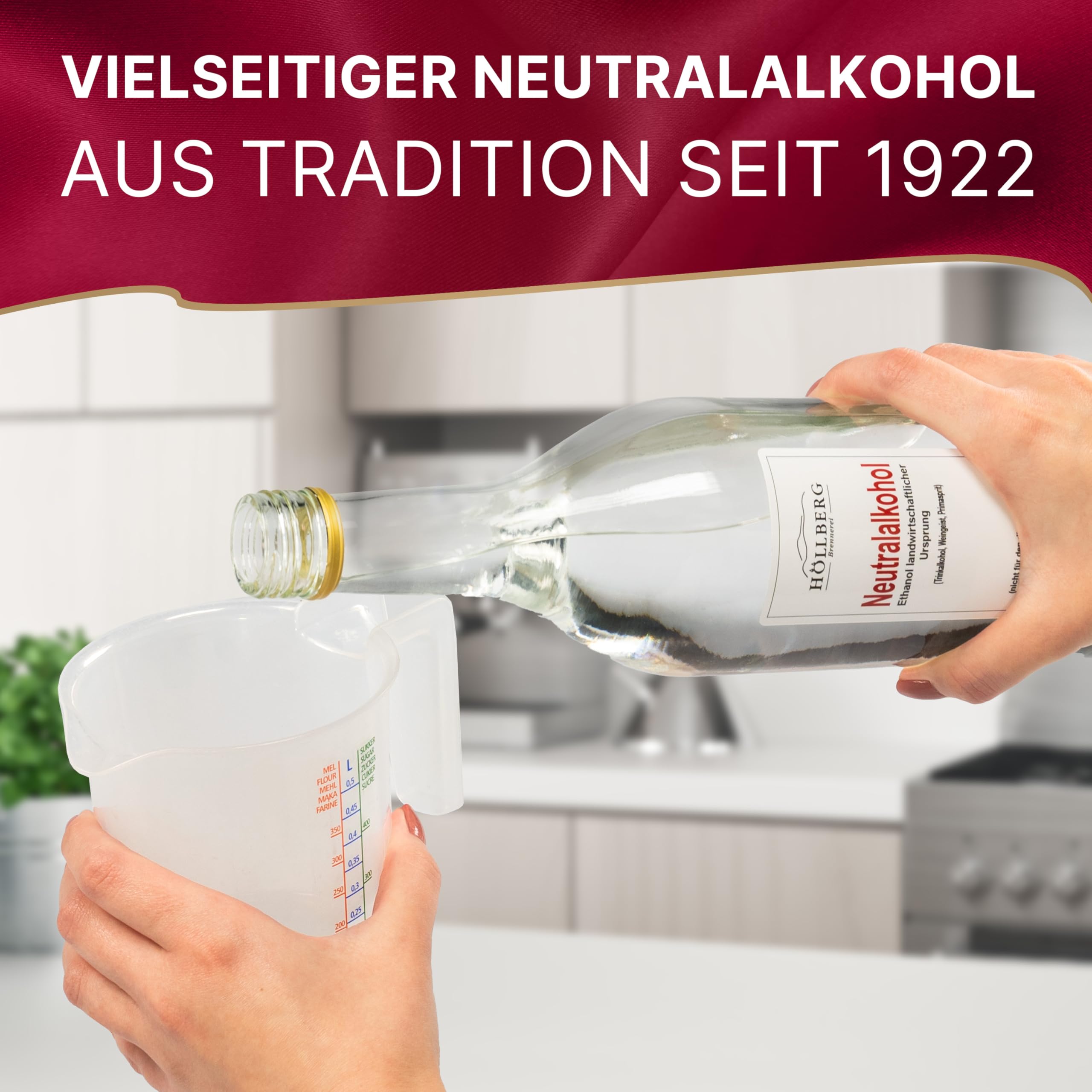 Neutralalkohol Weingeist Primasprit Ethanol 96,3% – Reiner Alkohol & Spiritus 1L – Trinkalkohol, Alcohol, Alko