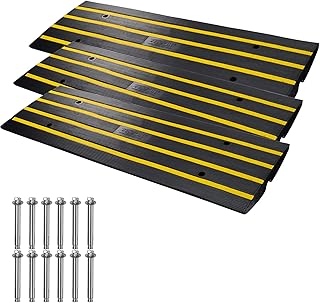 VEVOR Curb Ramp, 3 Pack Rubber Driveway Ramps, Heavy Duty 32000 lbs Weight Capacity Threshold Ramp, 2.6 inch High Curbside Bridge Ramps for Loading Dock Garage Sidewalk, Expandable Full Ramp Set