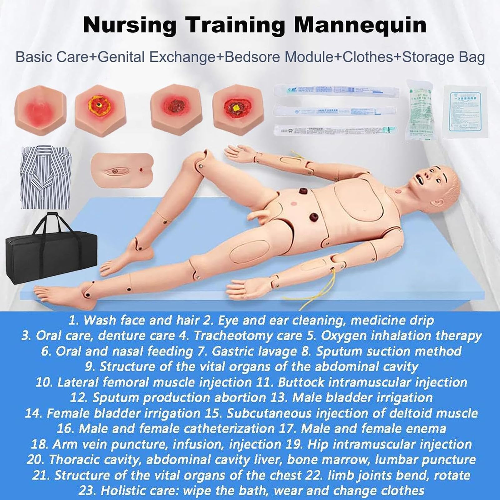Générique Mannequin médical de soins aux patients homme-femme avec 4 modules musculaires et urinaire,Male