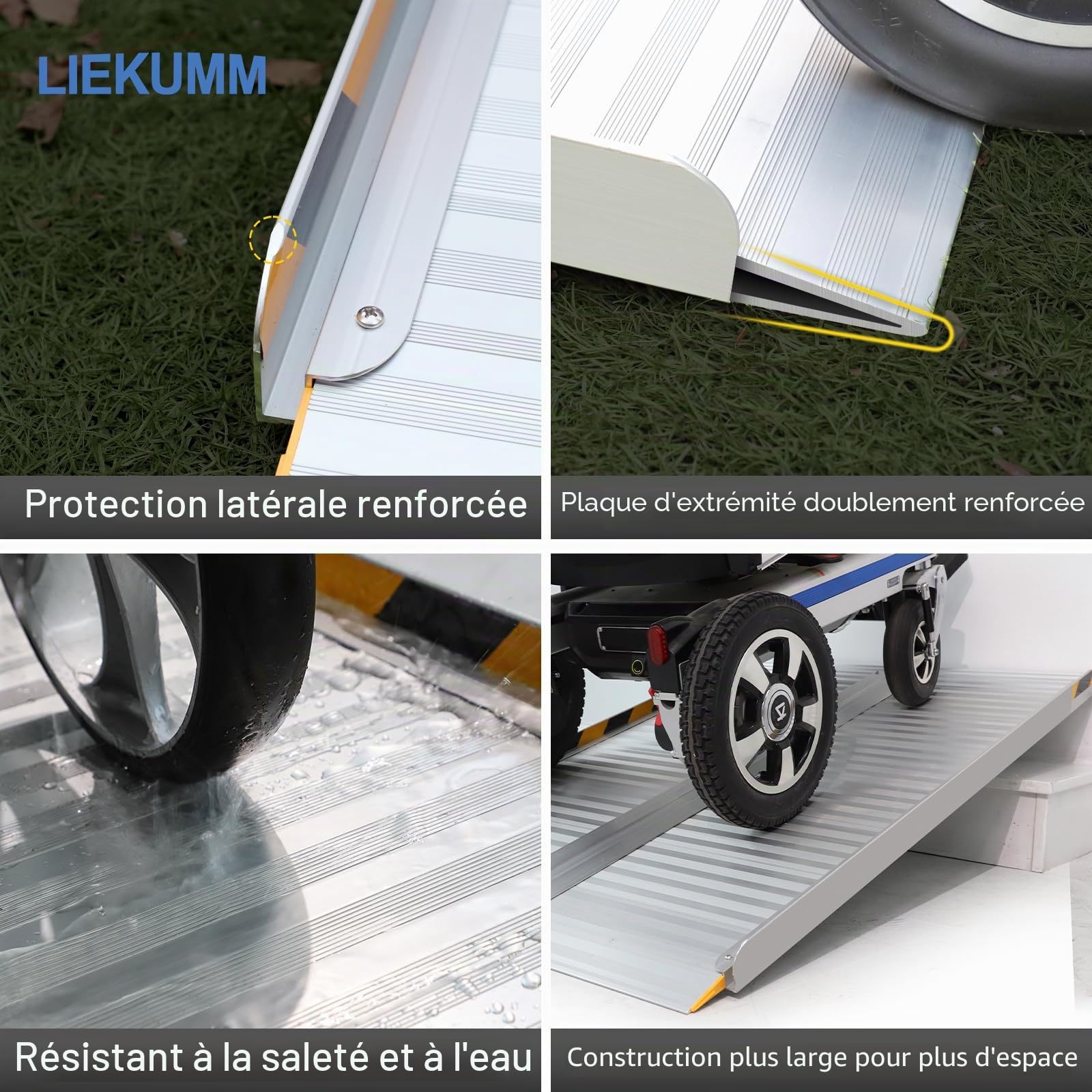 LIEKUMM Rampe de fauteuil roulant, 91 x 77 cm, 450 kg, pliable, aluminium, pour escaliers et trottoirs