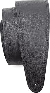 Perri’s Leathers Ltd. - Guitar Strap - Leather - Padded - Black - Adjustable - For Acoustic/Bass/Electric Guitars - Made in Canada (BM35PD-7133)