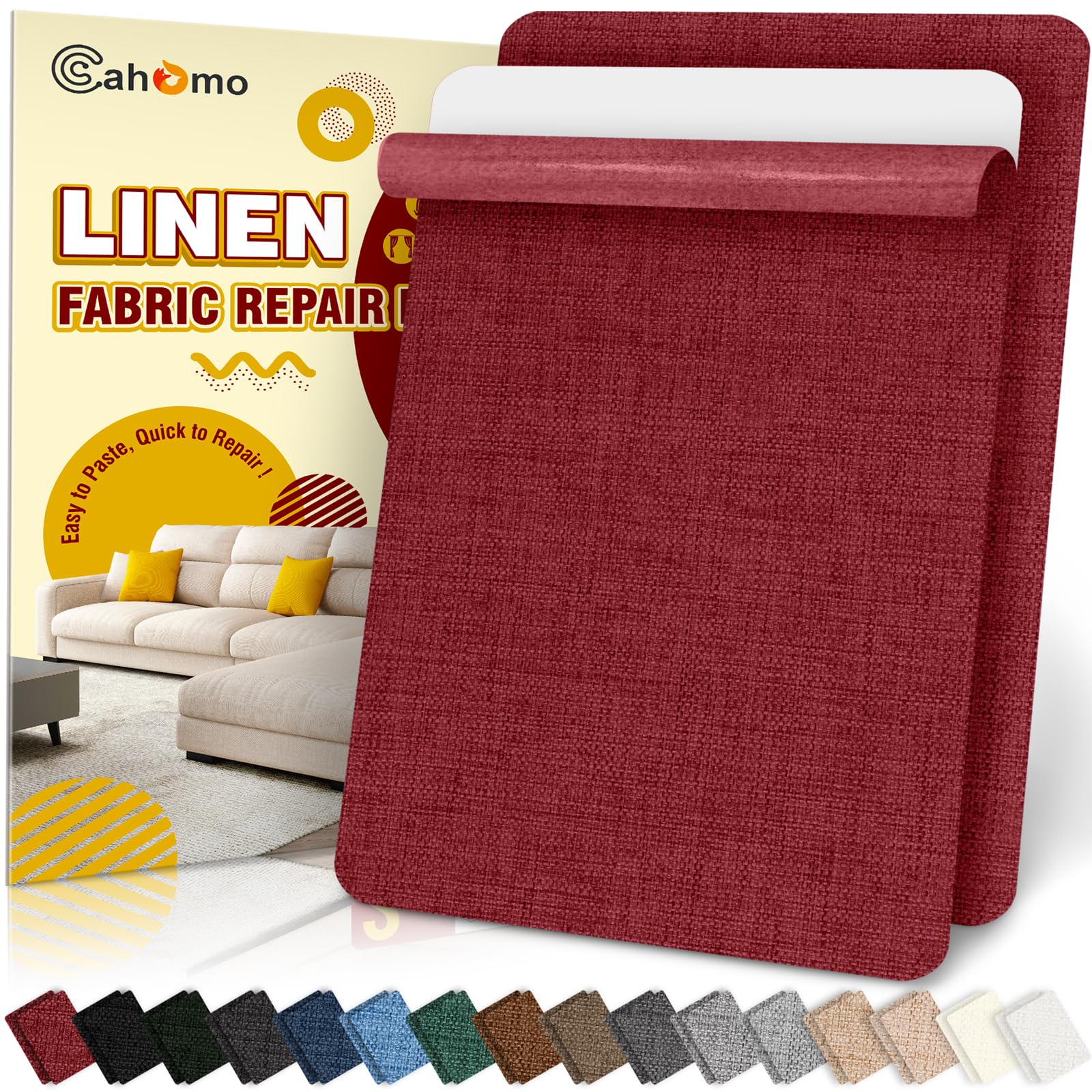 Flicken Selbstklebend Stoff, Cahomo Leinenstoff Patches Selbstklebend, Leinen Reparatur Patches für Sofa, Autositze, Bootssitze, Bürostuhl, Vorhang