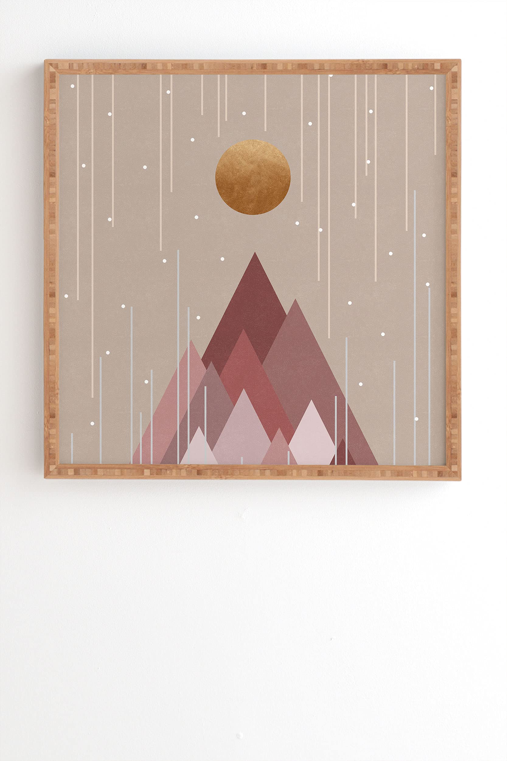 Deny Designs Orara Studio Wall Art, Bamboo Frame 20" x 20", Sun and Mountains