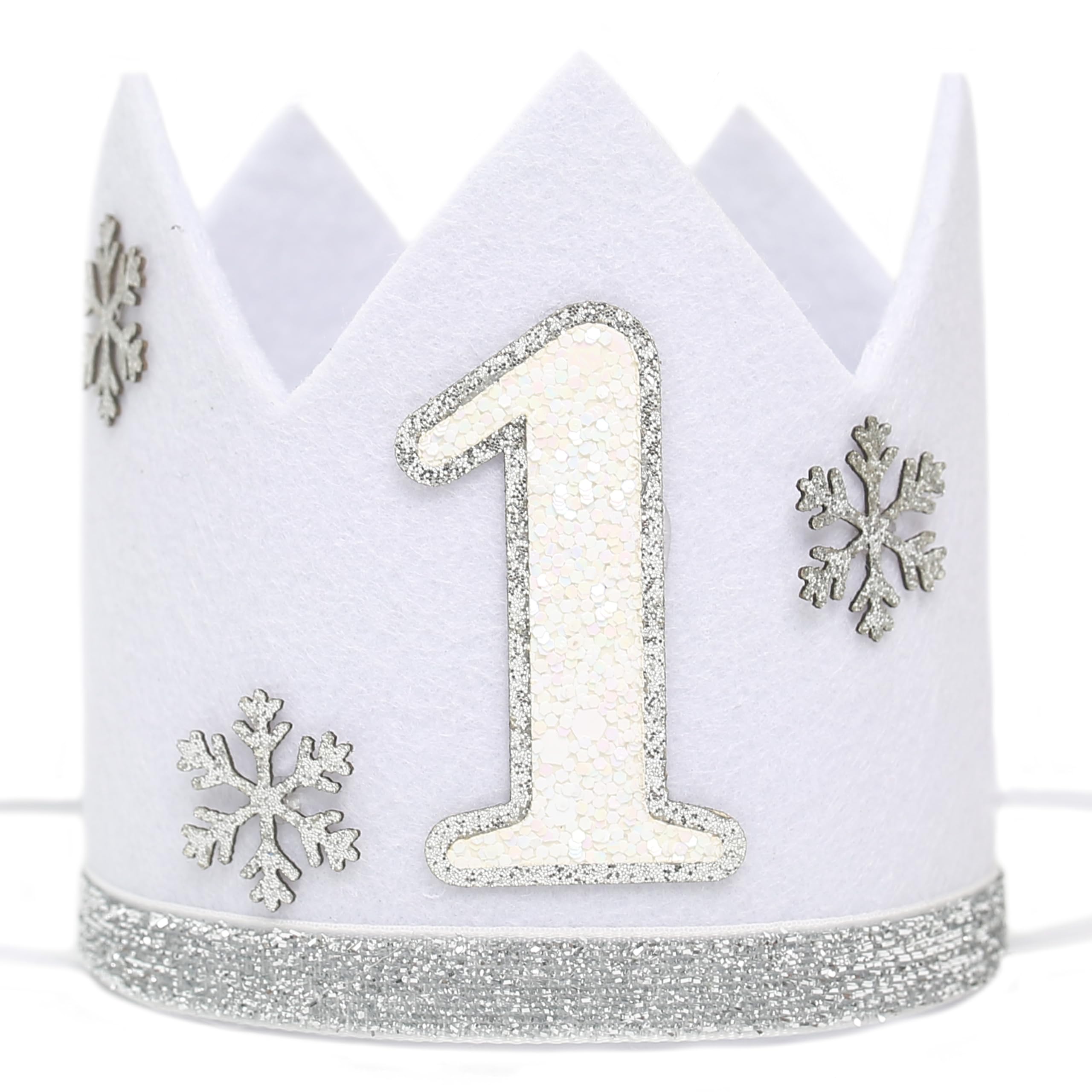 Snowflake 1st Birthday Party Hat - One Year Old Snowflake Crown, Winter Themed 1st Birthday Hat