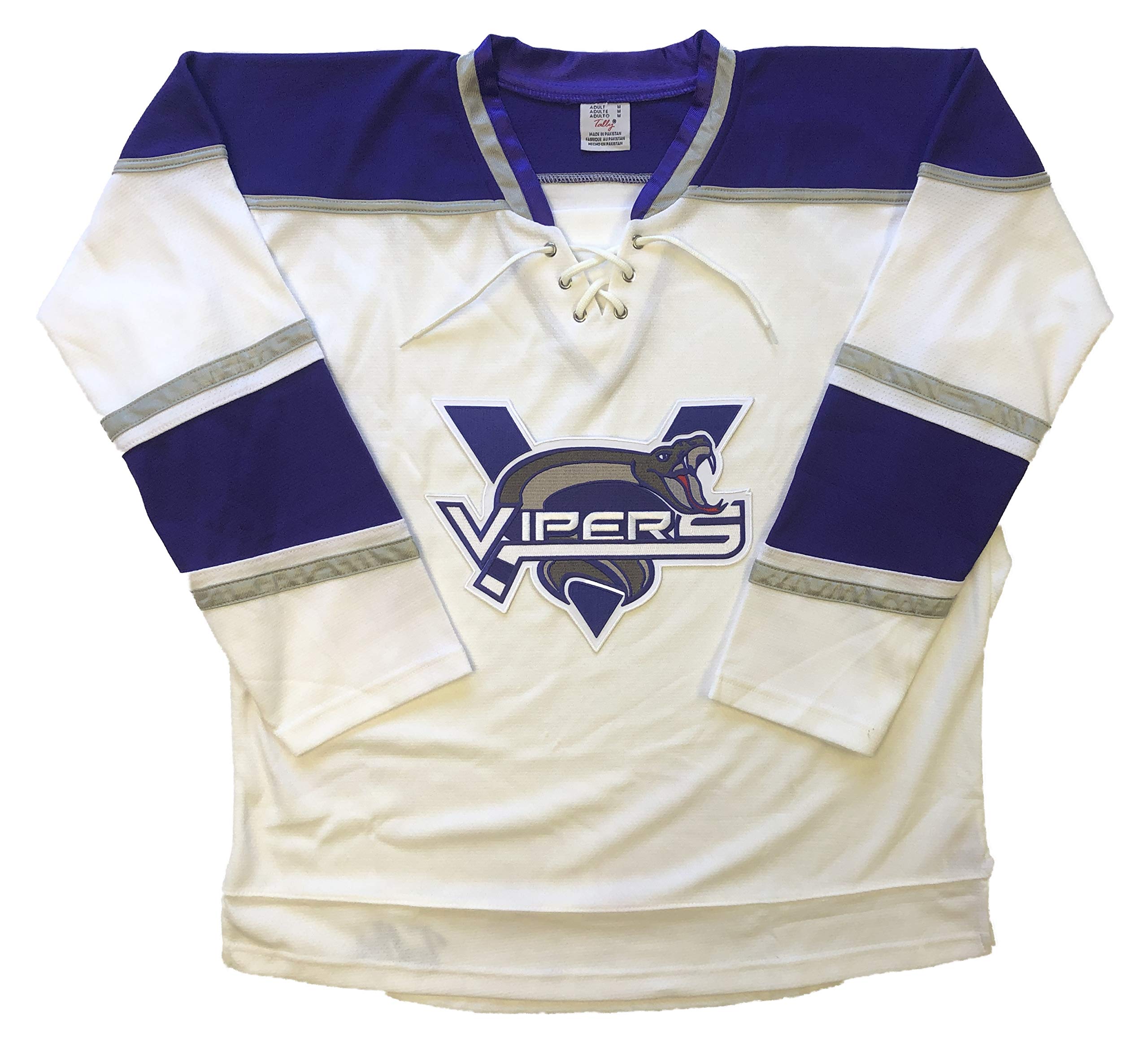 Vipers (White and Black) Hockey Jerseys - We are Ready to Customize with Your Name and Number (White, Adult Large)