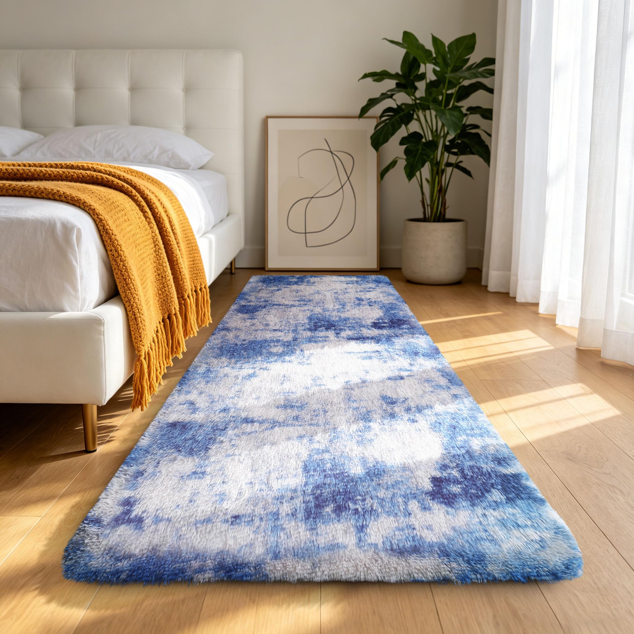 Homaxy Fluffy Runner Rug Hallway High Pile Washable Area Rugs, 80x150 cm
