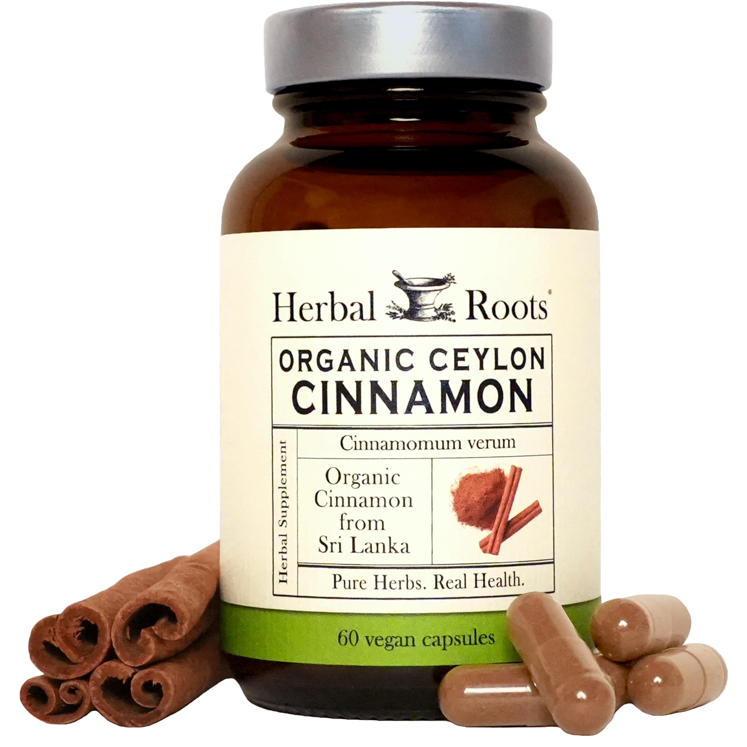 Herbal Roots Organic Ceylon Cinnamon Capsules, USDA Certified Organic, Circulatory Support, 60 Vegan Capsules