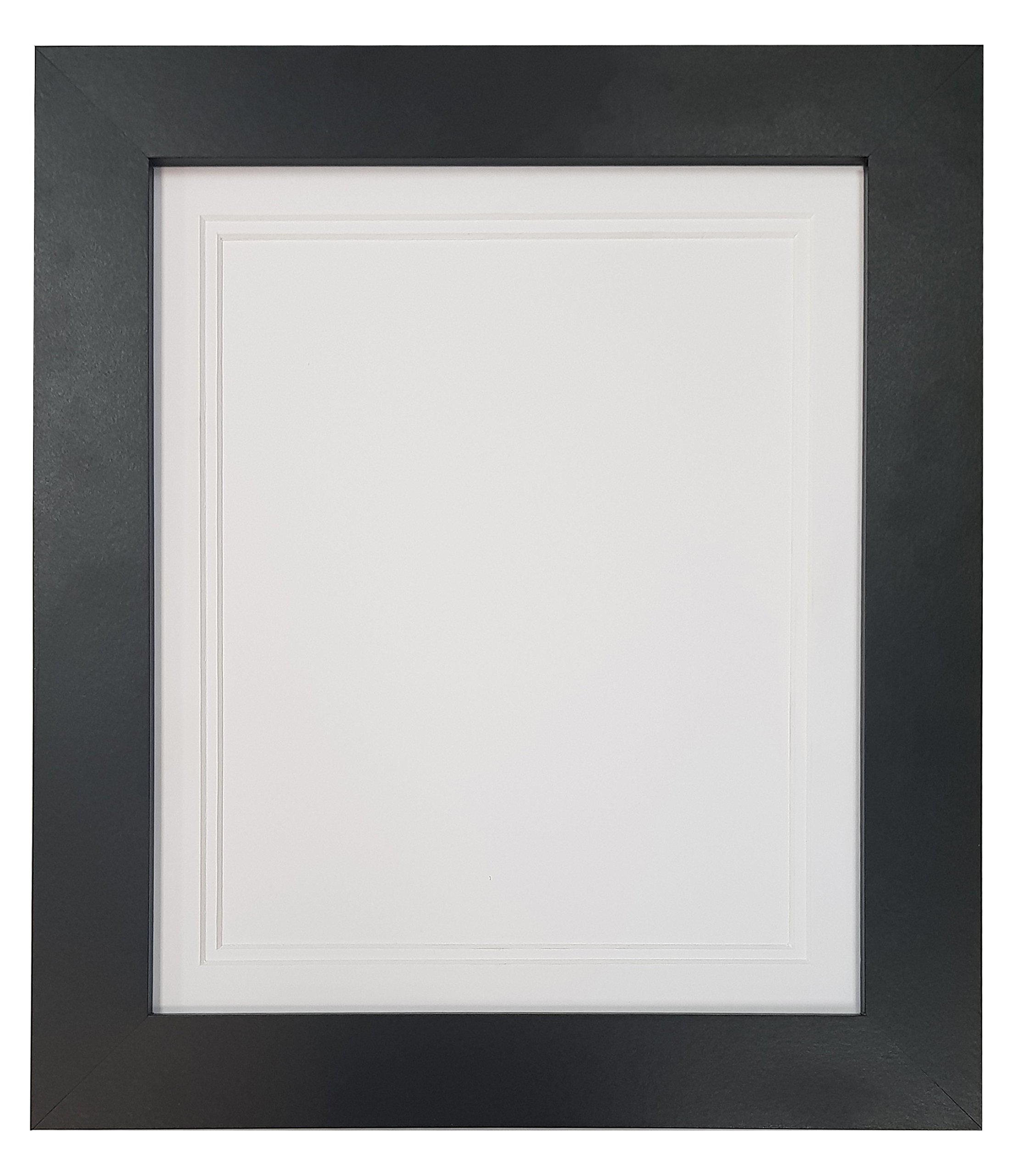 Frames By Post White Double Mount Metro Black Photo Picture Poster Frame With Double White Mount A1 For Image Size A2
