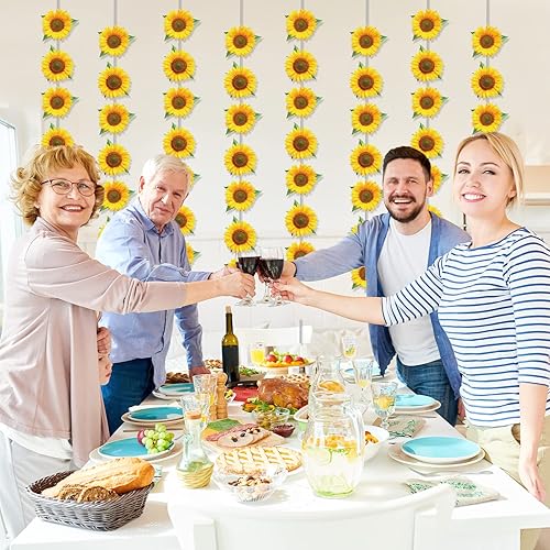 Miniatura 5 de Kit de guirnalda de girasoles, flores de sol de primavera, decoraciones de remolinos colgantes, pancartas de papel de girasol de verano para Pascua,