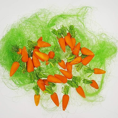 Miniatura 3 de DearSun Decoración de Pascua con diseño de zanahoria, bonito conejito de sisal verde natural, Pascua, material de bricolaje