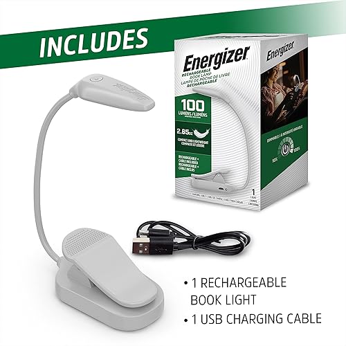 Vista 14 de ENERGIZER Luz LED recargable FLEX, 3 modos, luz de lectura cálida con clip con cuello flexible para leer en la cama (USB incluido)