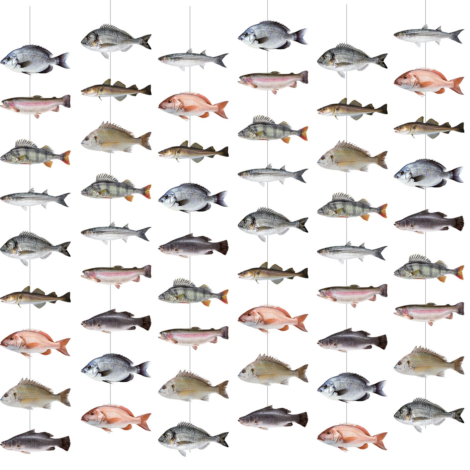 Pasimy 8 Pcs Fish Party Decoration Banner Fish Garland Birthday Party Supplies for Fisherman Competition Tournament Retirement Barbecue