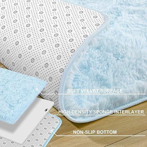 Miniatura 5 de Merelax - Alfombra moderna de pelo largo y suave para habitación, sala, dormitorio de niños y guardería, alfombra decorativa suave, cómoda y